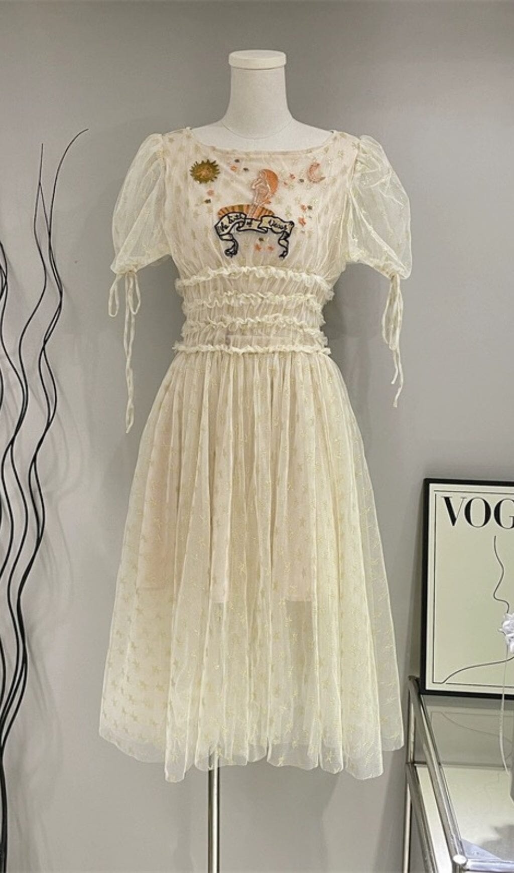 PUFF-SLEEVE-HIGH-WAIST-EMBROIDERY-MIDI-DRESS-IN-WHITE PUFF SLEEVE HIGH WAIST EMBROIDERY MIDI DRESS WHITE
