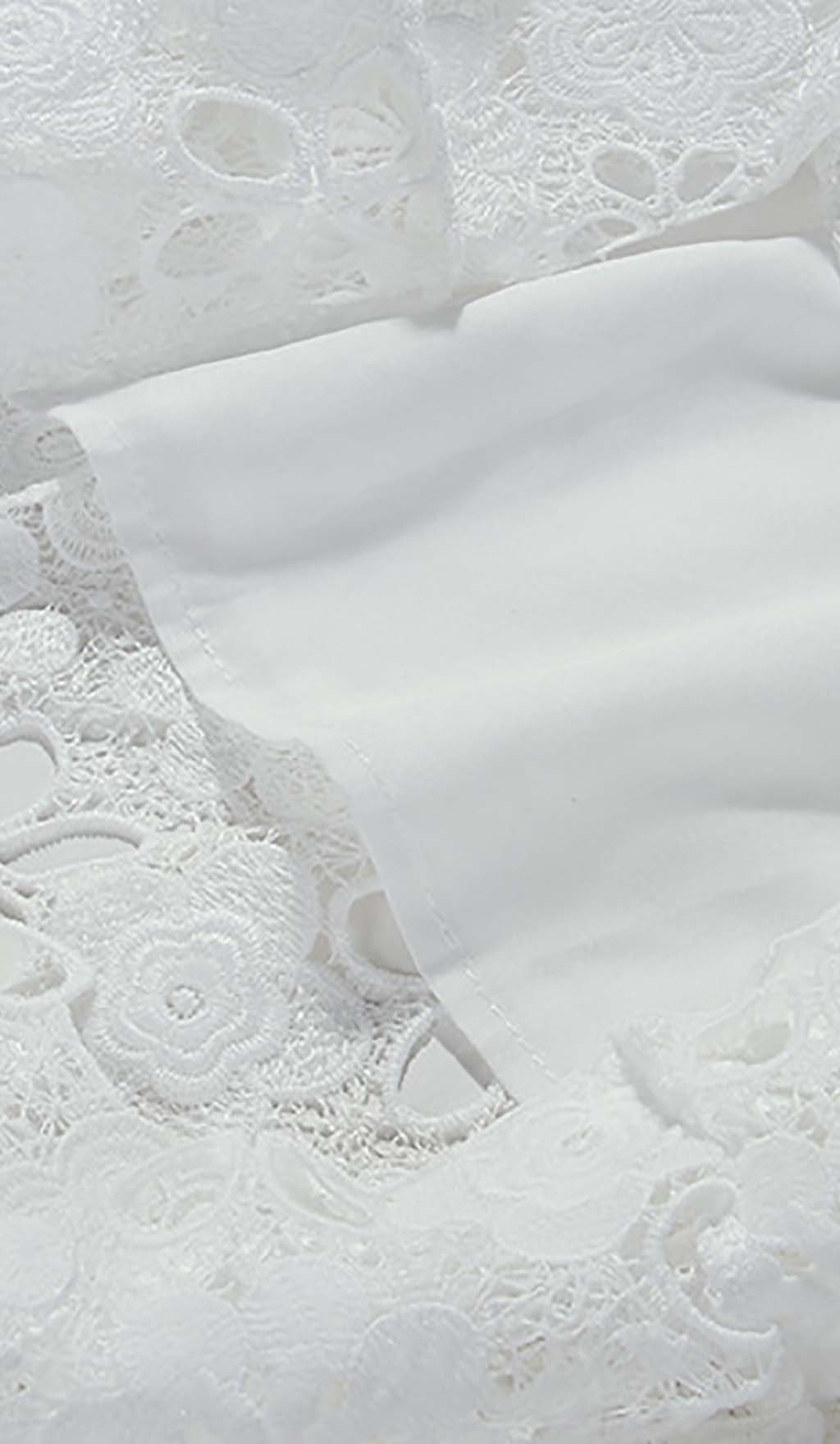 PUFF SLEEVE LACE MIDI DRESS, WHITE WEDDING GUEST