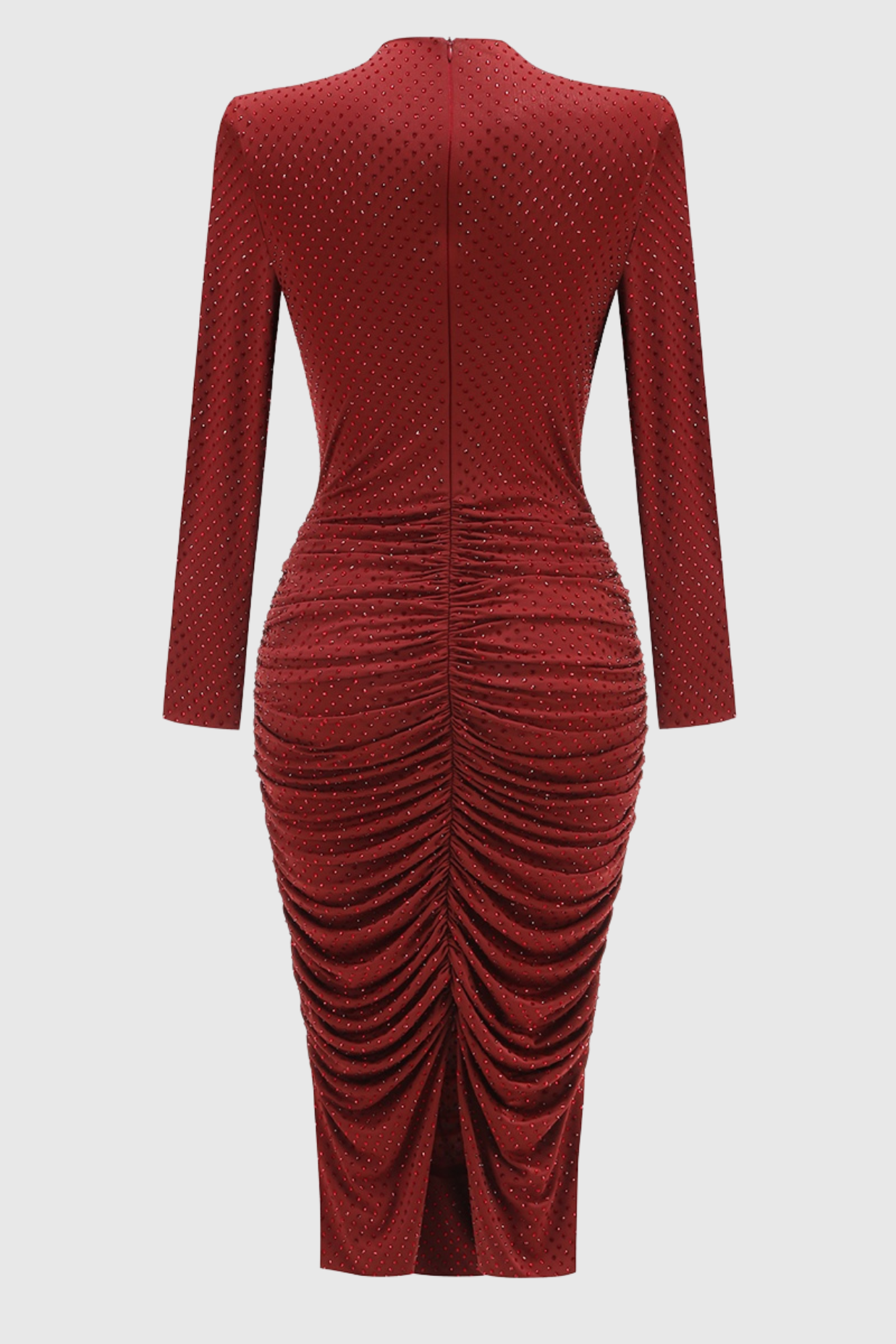 PALLAVI CRYSTAL RUCHED MIDI DRESS FOR EVENTS