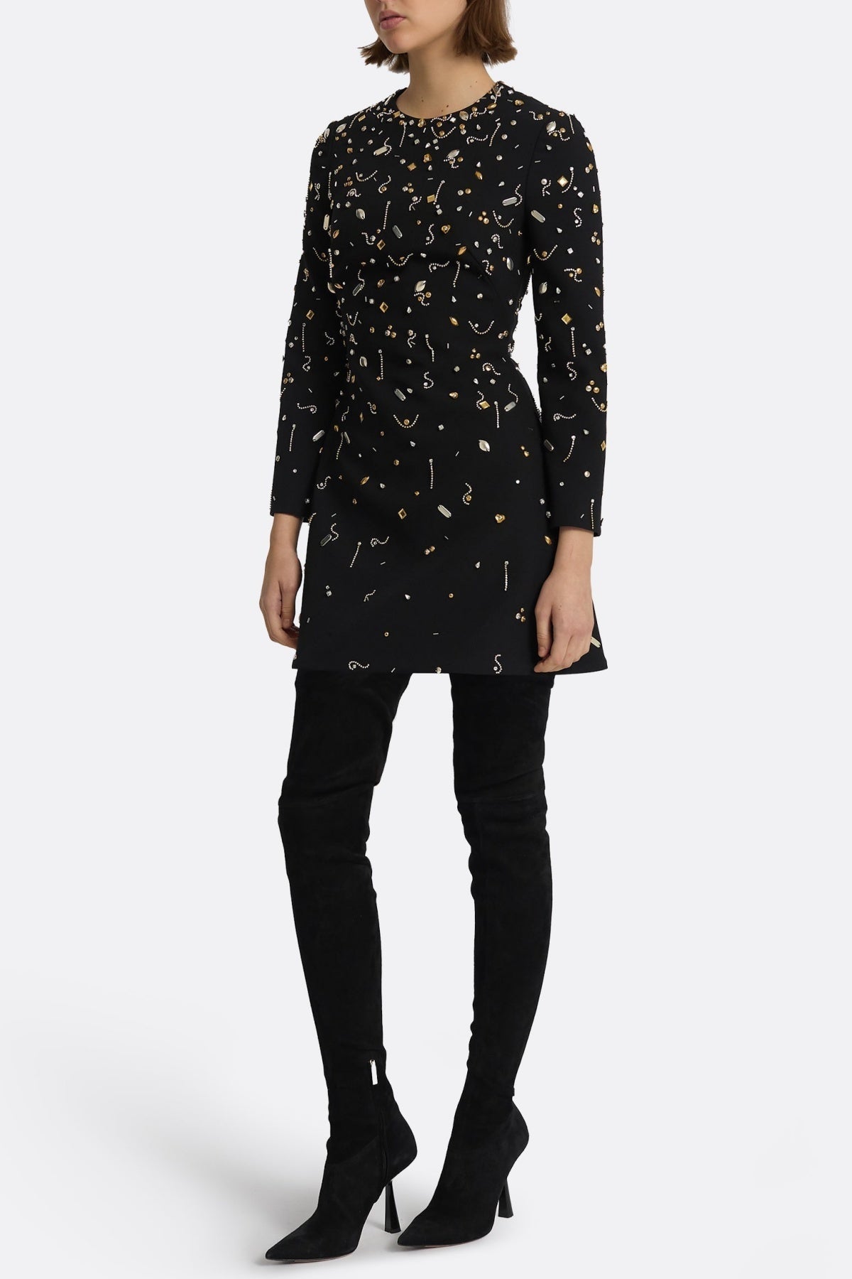 PAMARIA DIAMANTE EMBROIDERY MINI PARTY DRESS