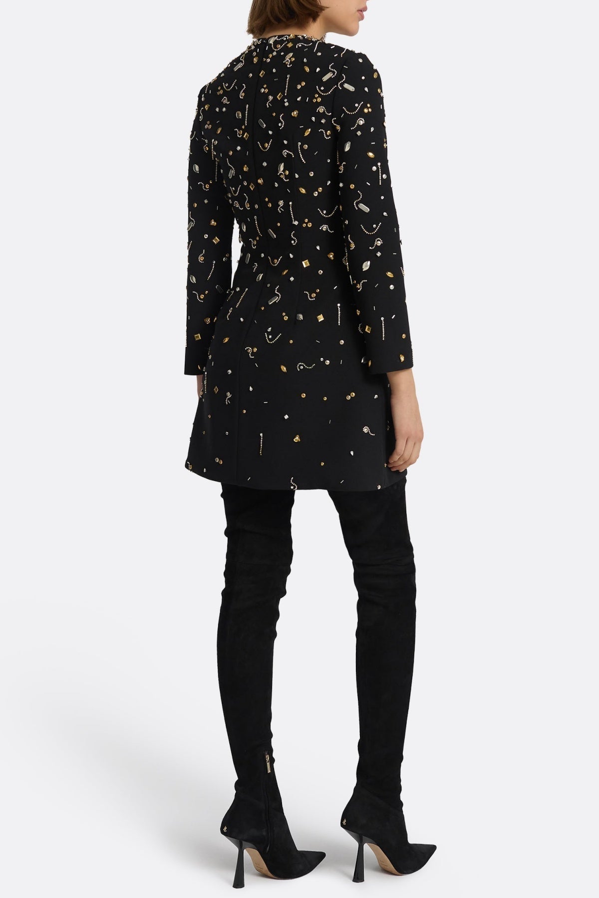 PAMARIA DIAMANTE EMBROIDERY MINI PARTY DRESS