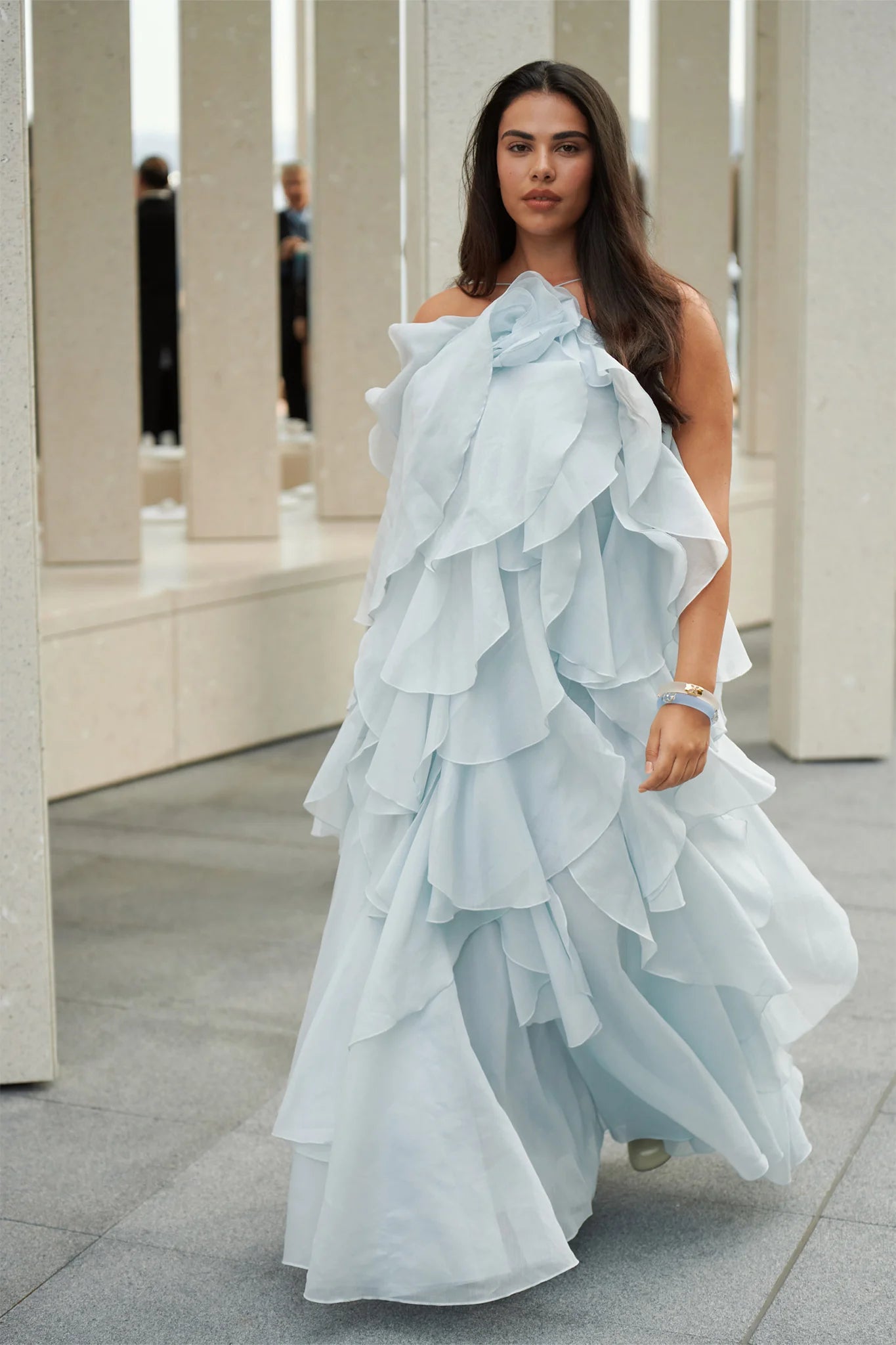 OFF-SHOULDER RUFFLE MAXI DRESS FOR WEDDING