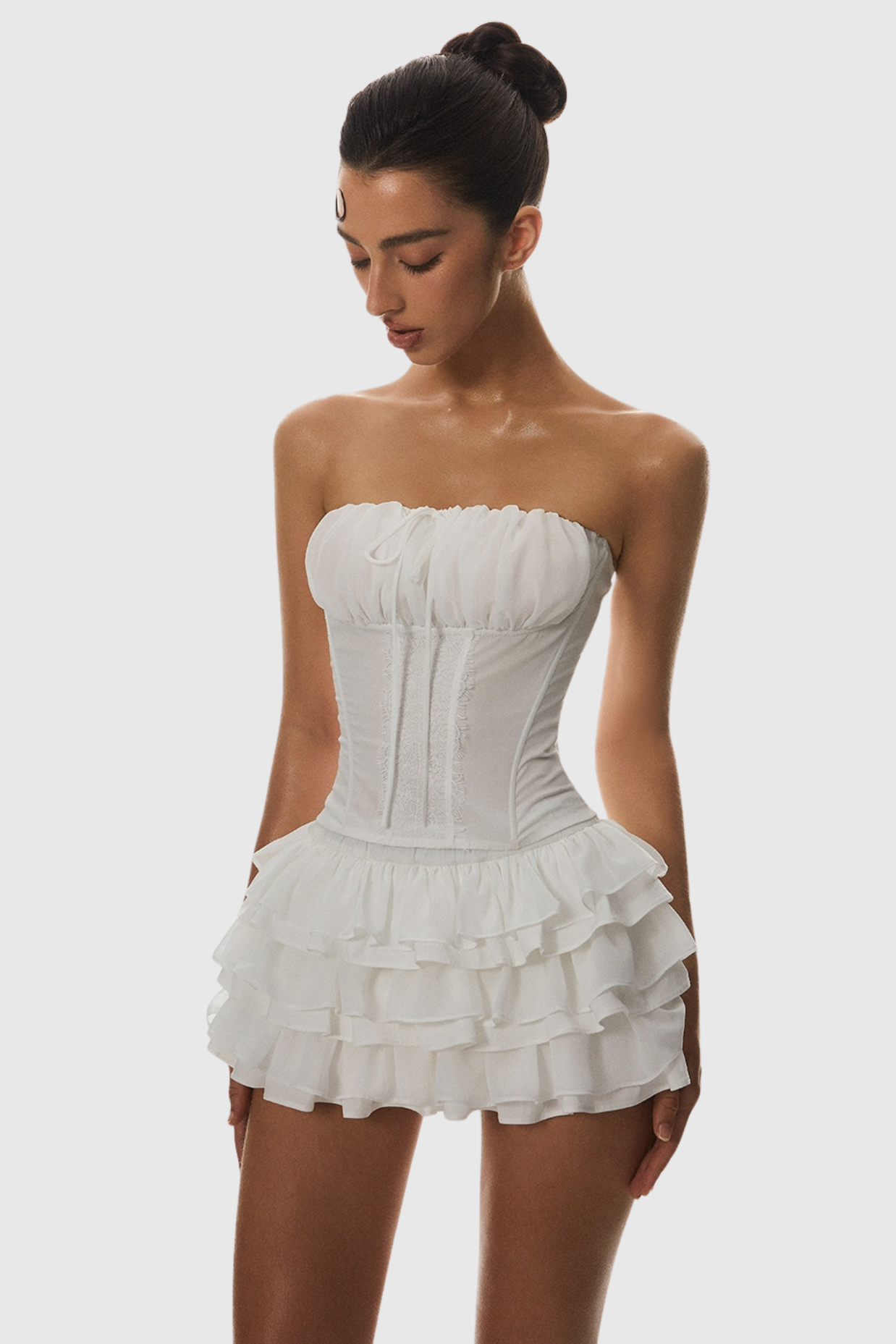 RUCHED STRAPLESS CORSET TOP FOR PARTY