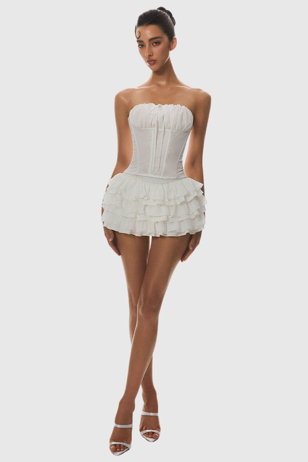 RUCHED STRAPLESS CORSET TOP FOR PARTY