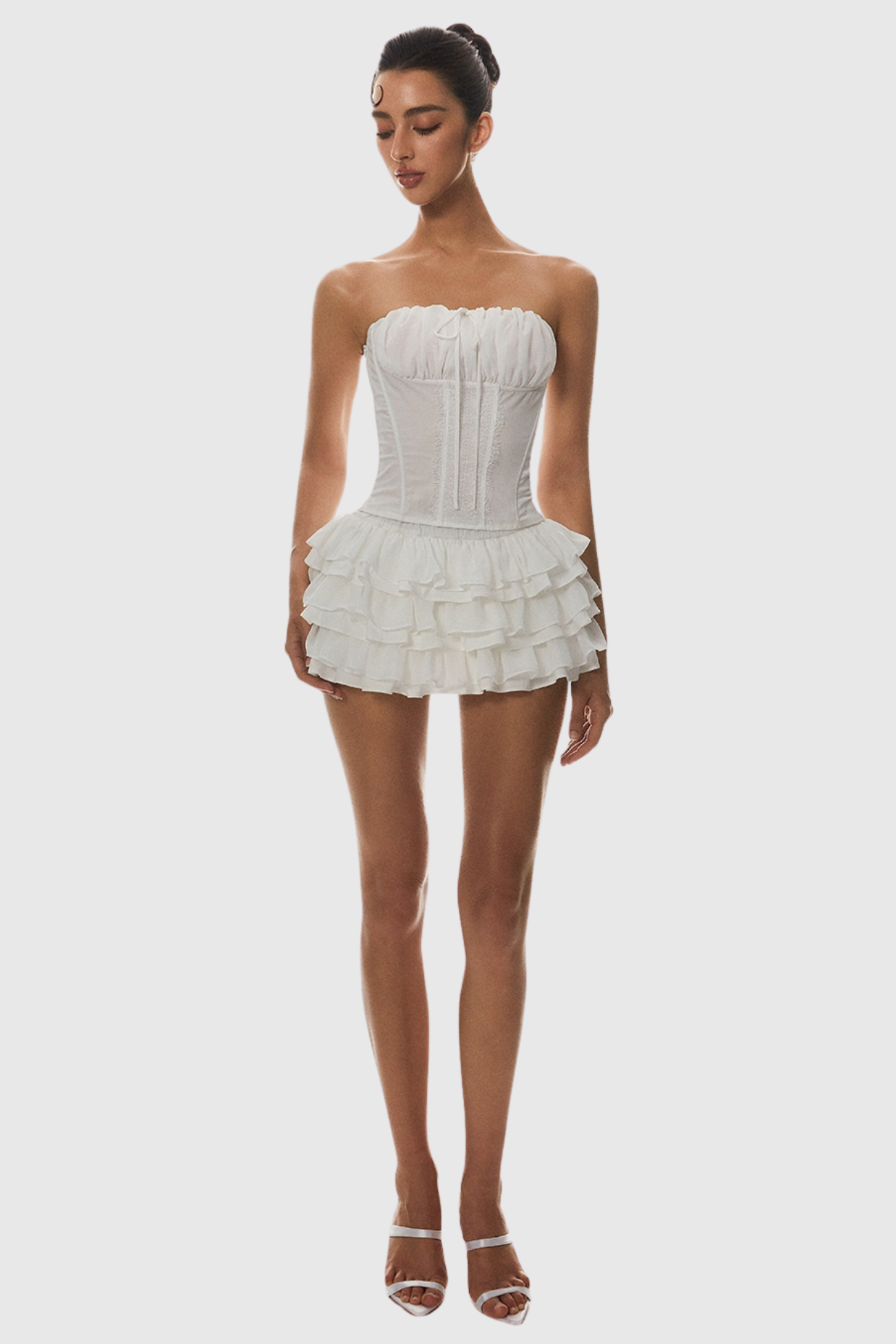 RUCHED STRAPLESS CORSET TOP FOR PARTY