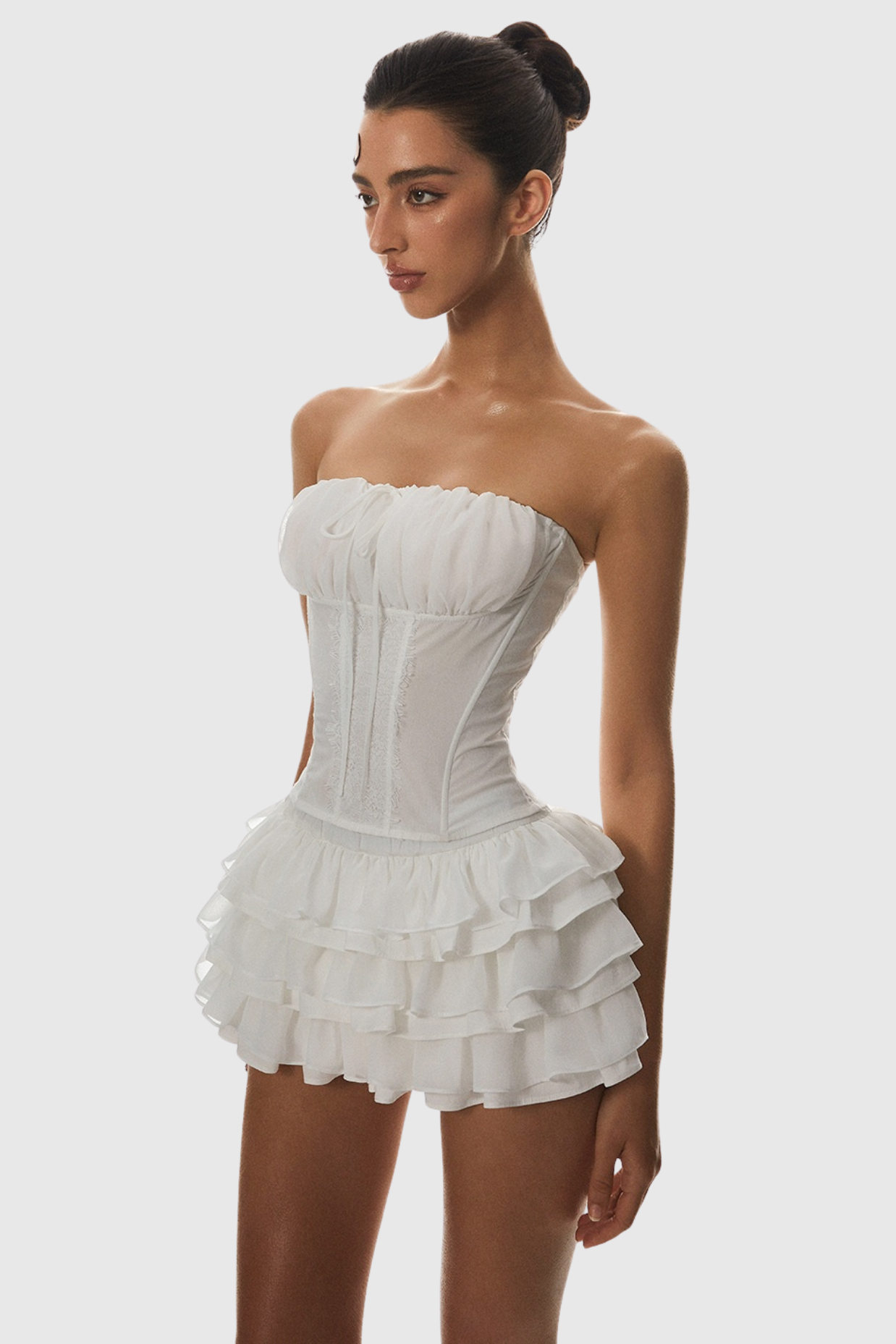 RUCHED STRAPLESS CORSET TOP FOR PARTY