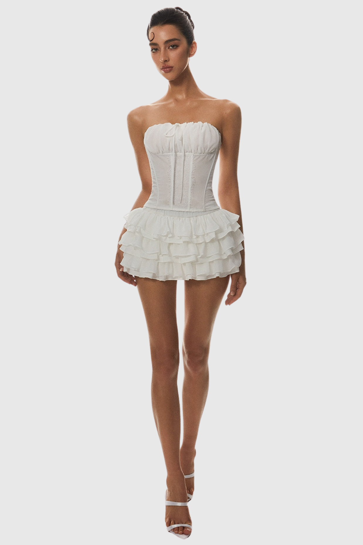 RUCHED STRAPLESS CORSET TOP FOR PARTY