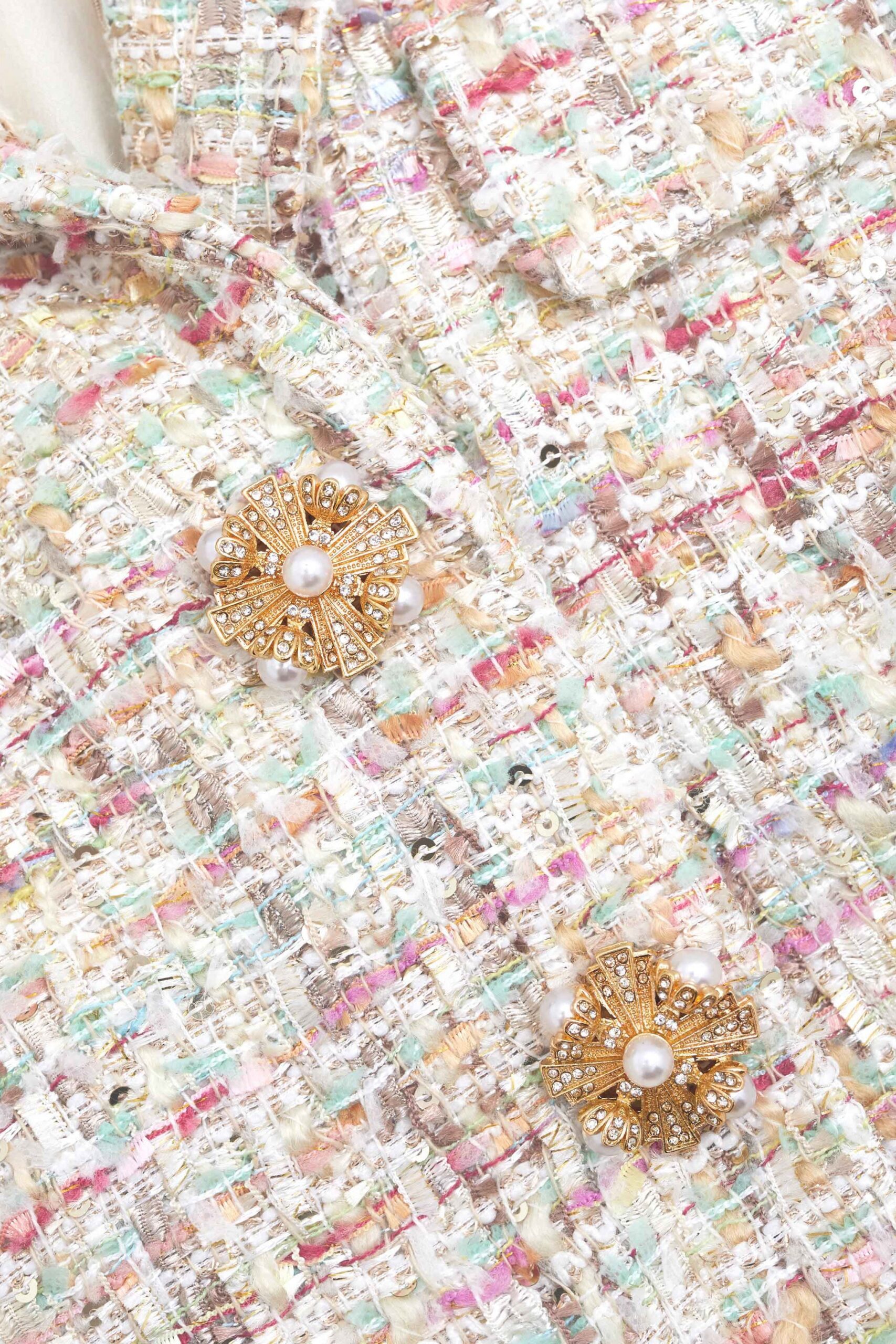 PASTEL BOUCLE TAILORED MINI DRESS FOR COCKTAIL PARTY