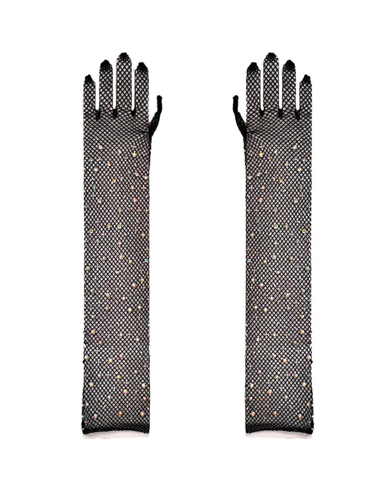 SEXY FISHNET GLOVES, BLACK, PAULINE DIAMOND, EVENING PARTY