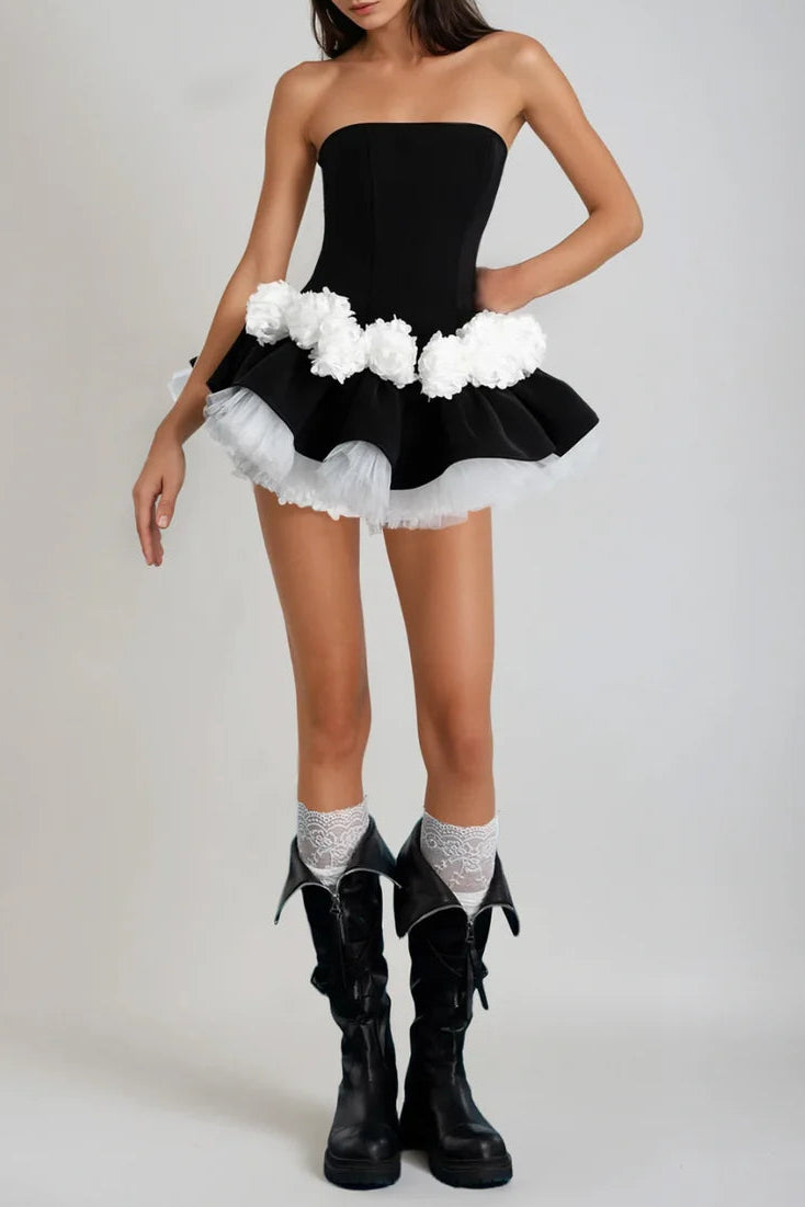 ARCHER FLORAL STRAPLESS MINI DRESS SHORTS SET