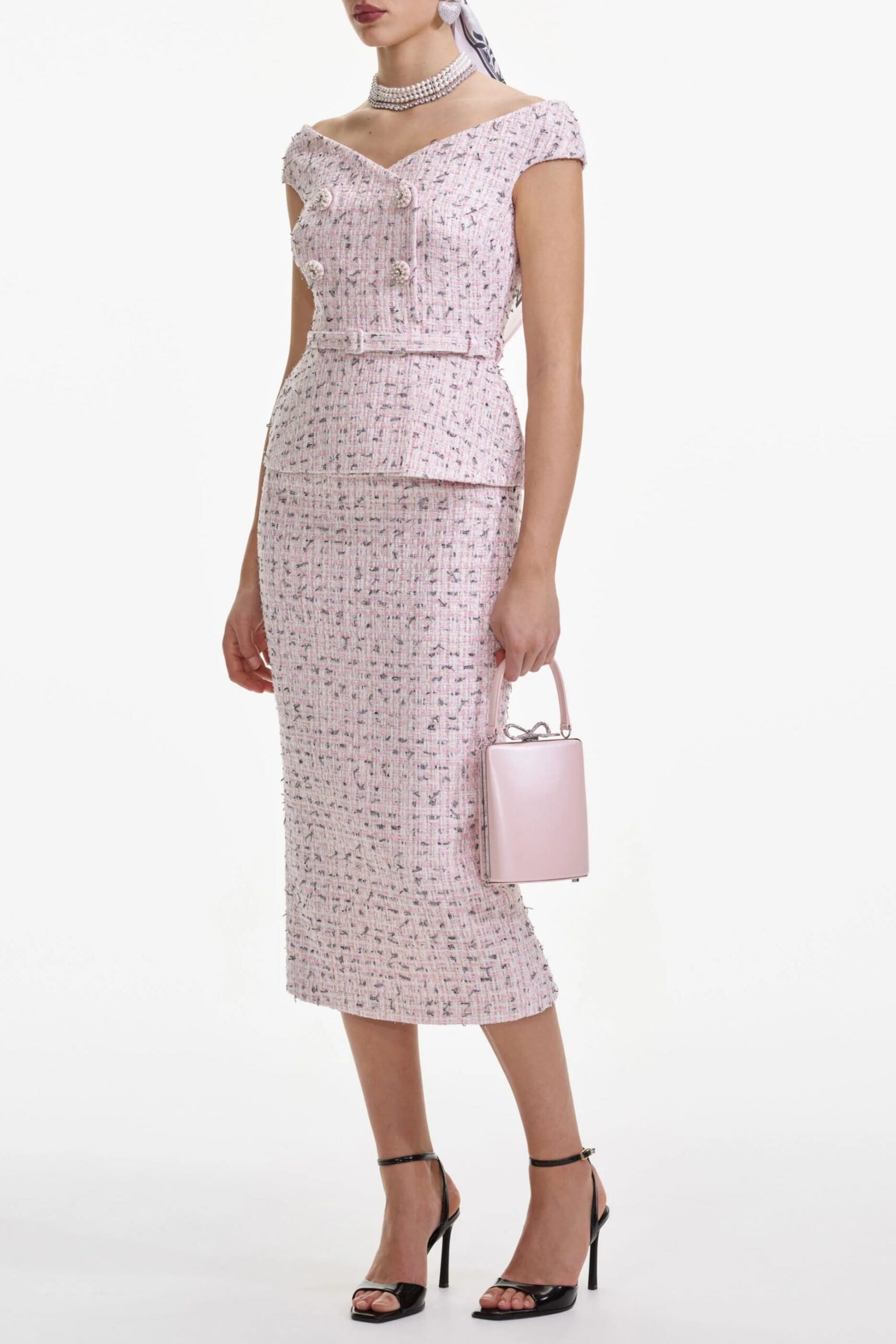 PinkBouclePearlMidiDress_2 PINK BOUCLE PEARL MIDI DRESS FOR WEDDING
