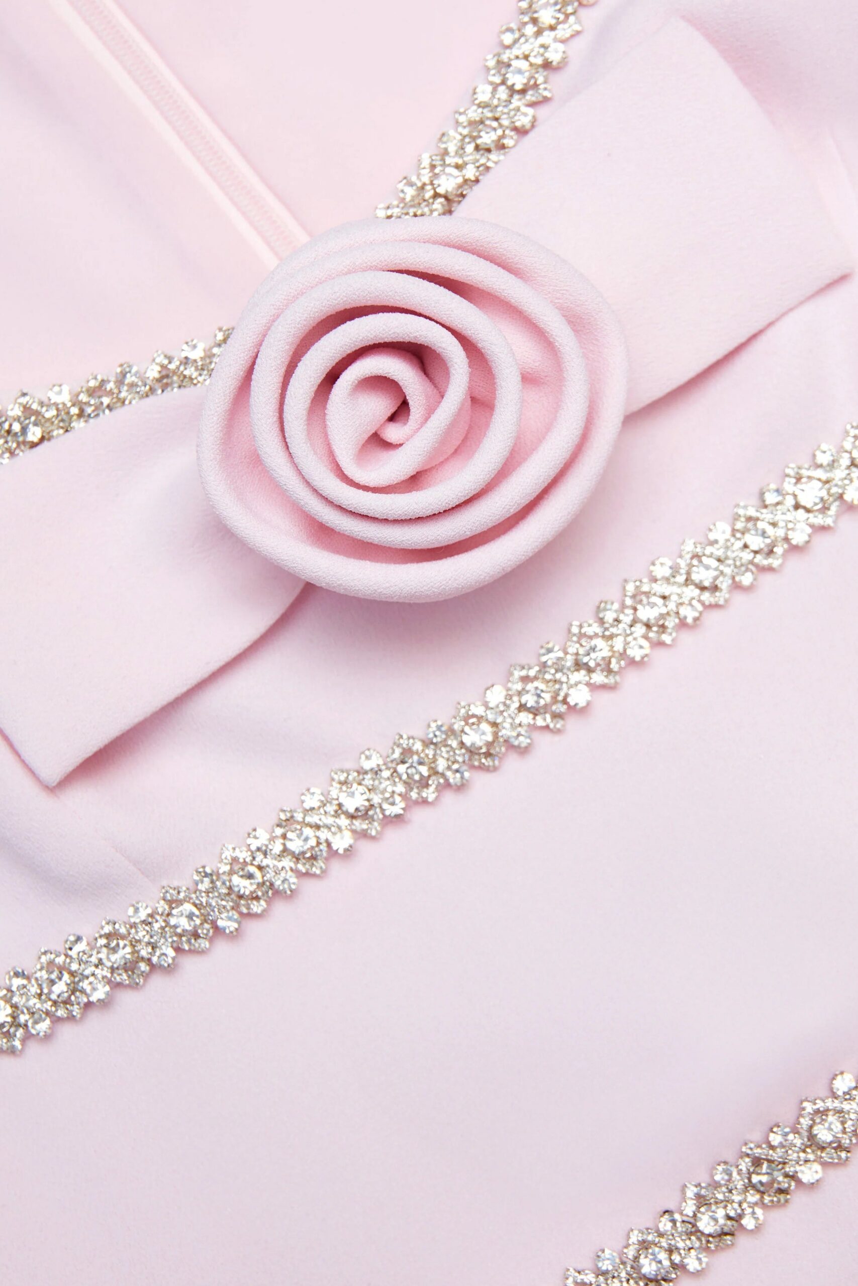 PINK CREPE CRYSTAL TRIM MAXI DRESS FOR EVENING