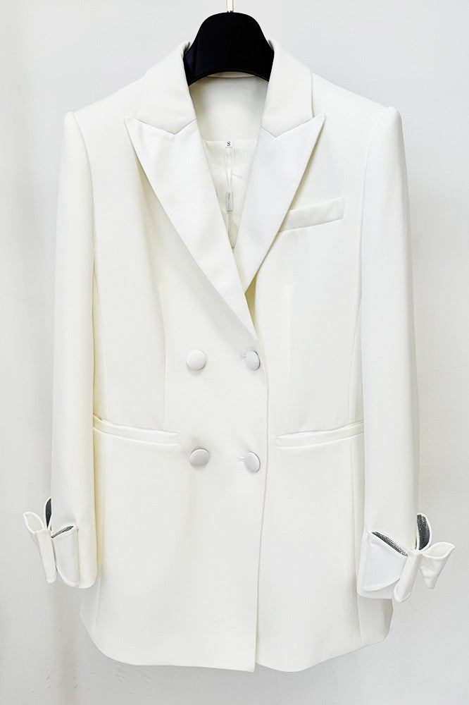 CRYSTAL BOW BLAZER DRESS FOR WEDDING GUEST