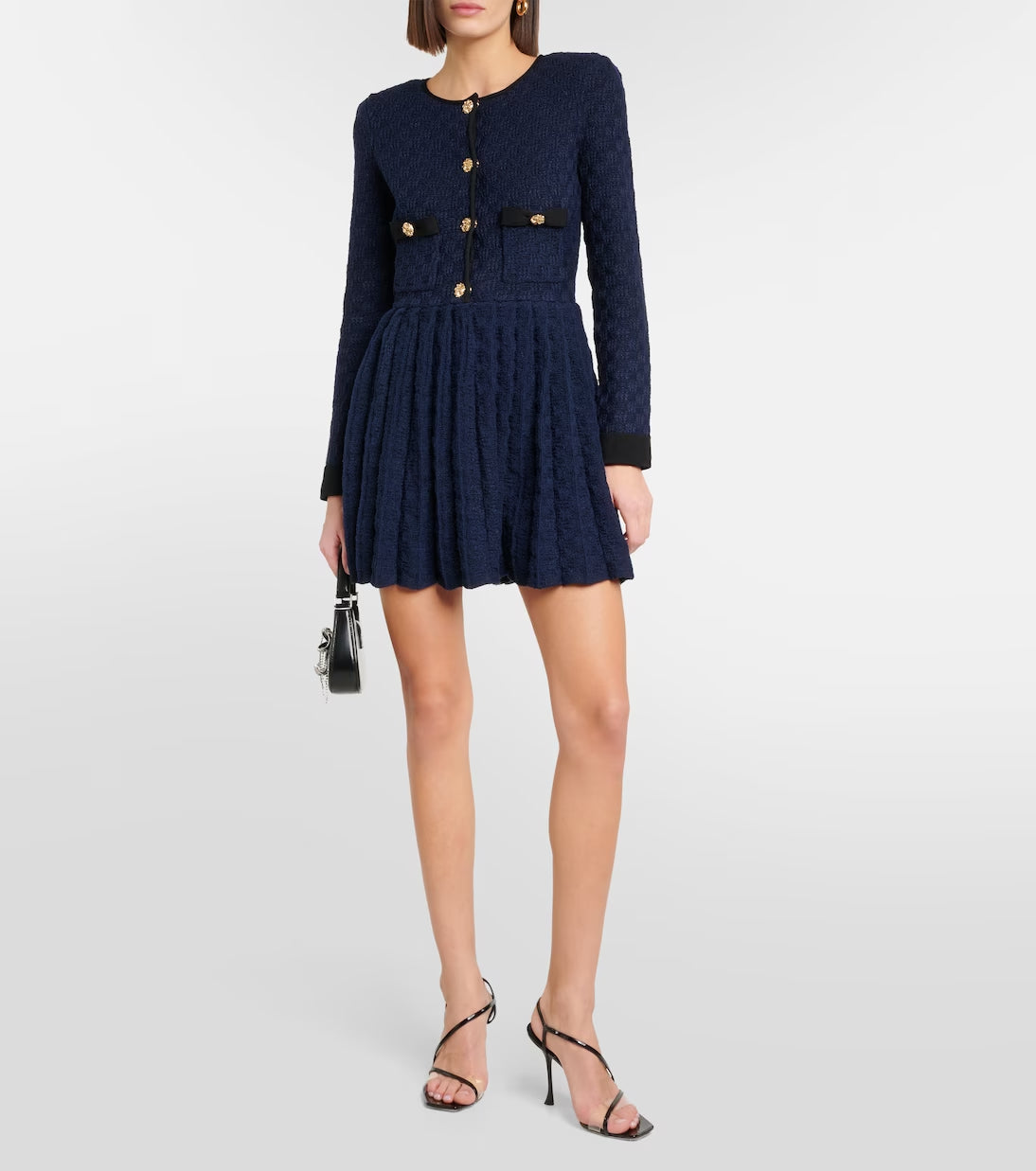 NAVY KNIT MINI DRESS FOR COCKTAIL PARTY