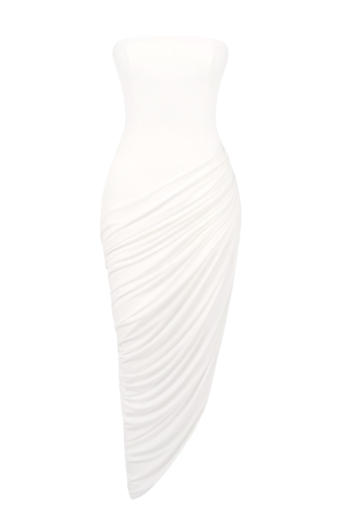 POSIE STRAPLESS RUCHED MIDI DRESS
