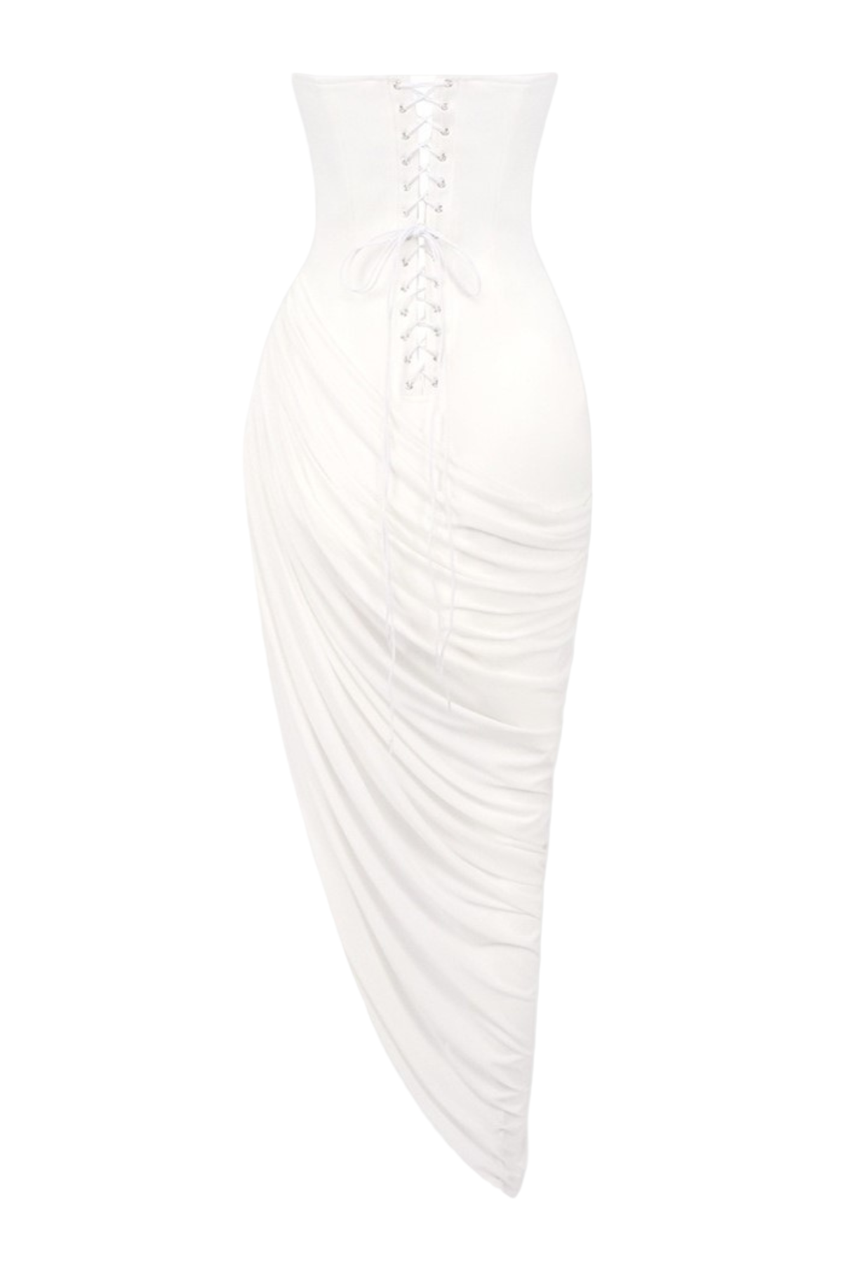 POSIE STRAPLESS RUCHED MIDI DRESS