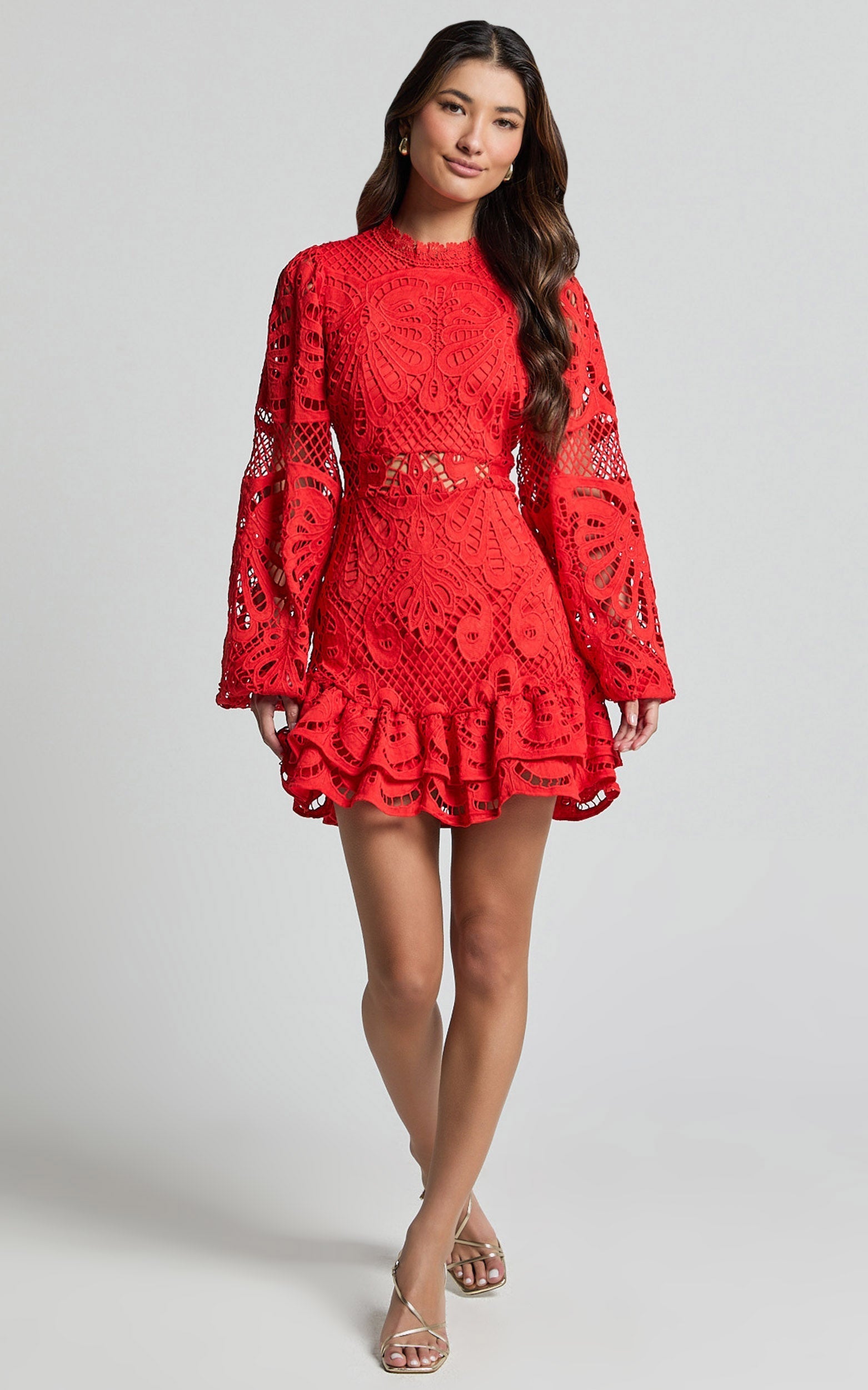 ProductZoomedImage_1_0343675c-3efd-4f24-96bb-db65c615eb63 LONG PUFF SLEEVE LACE MINI COCKTAIL DRESS