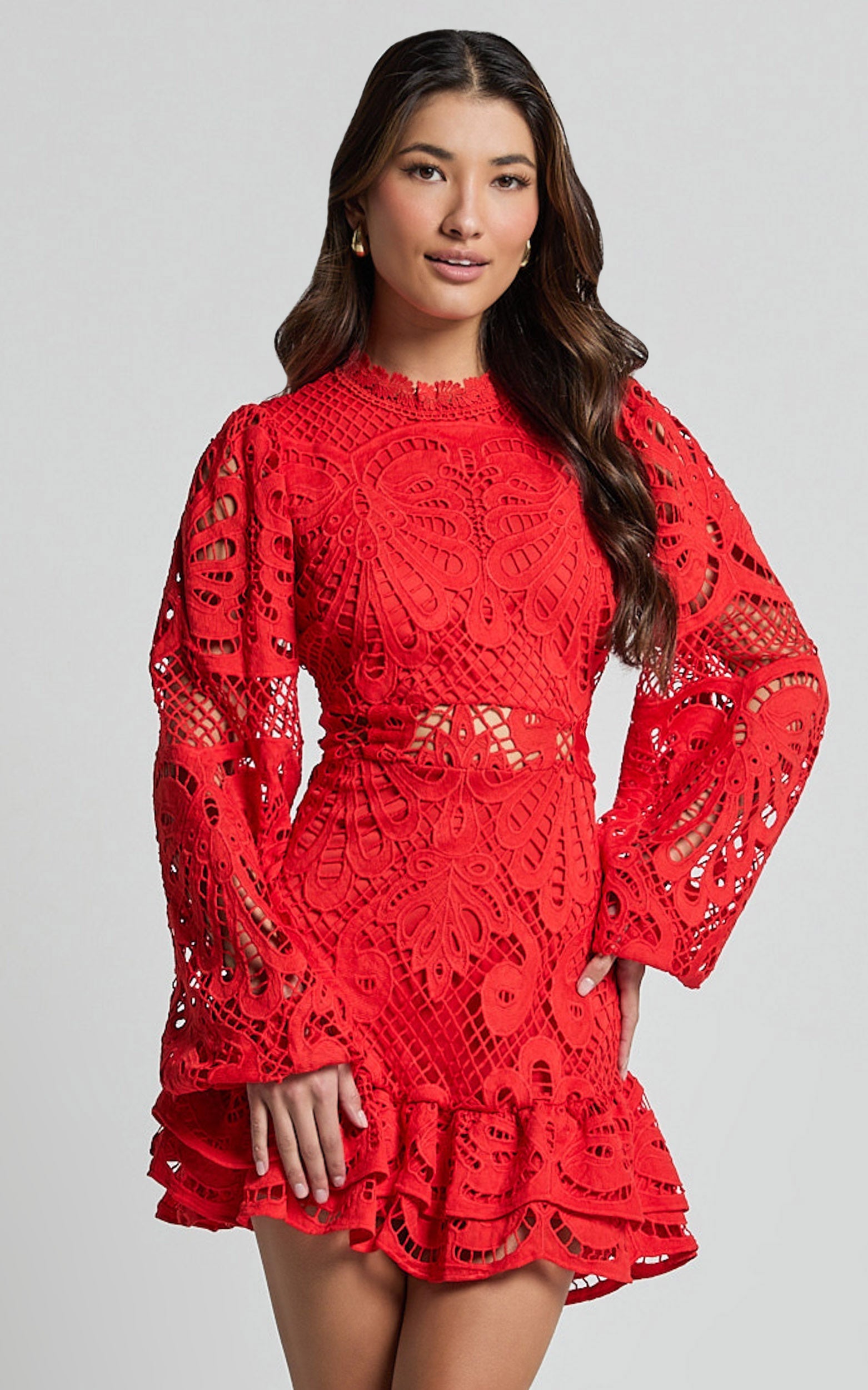 ProductZoomedImage_3_a2aae731-4b56-4f14-bf6e-694e02ea1ef2 LONG PUFF SLEEVE LACE MINI COCKTAIL DRESS