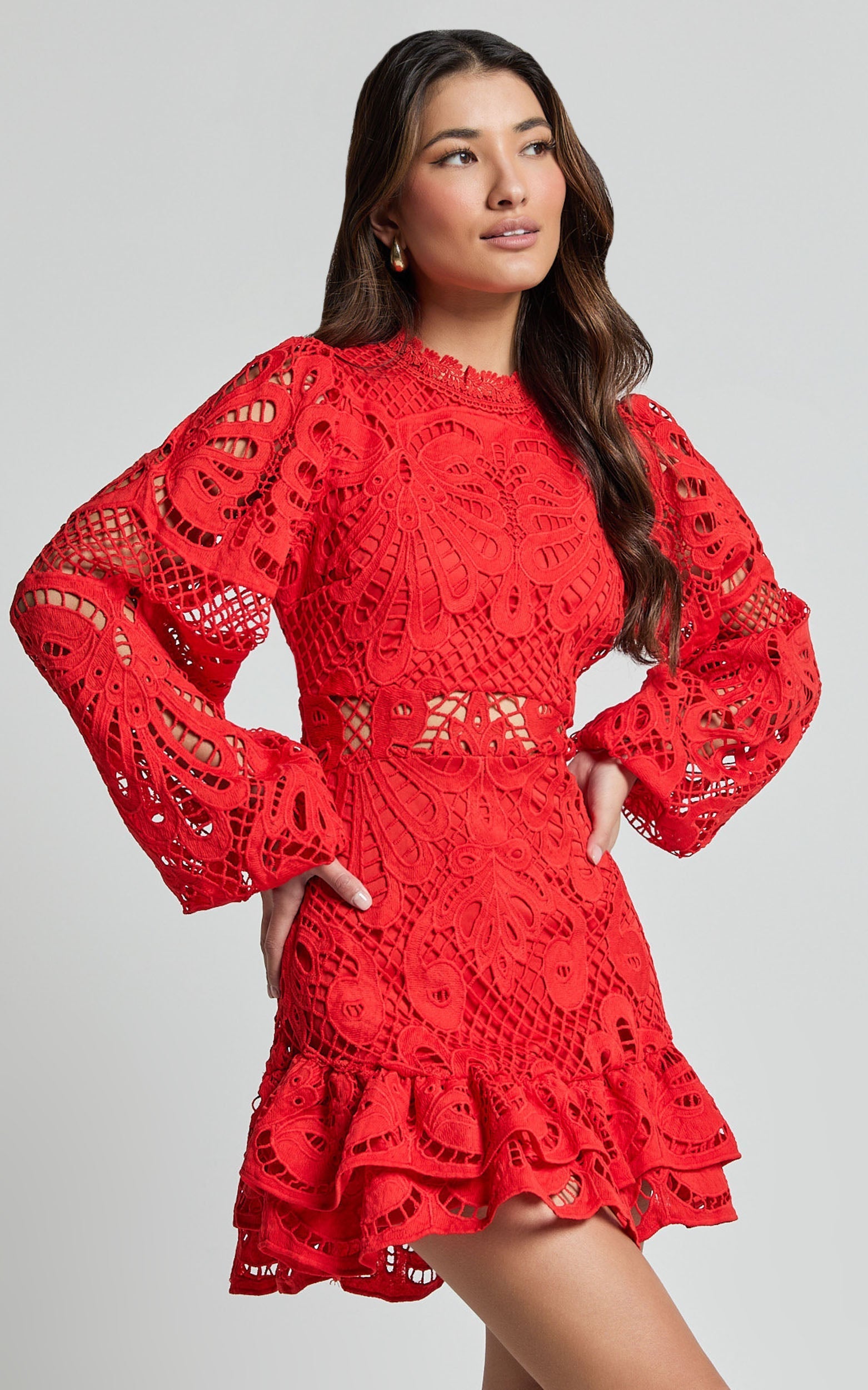 ProductZoomedImage_7_968bc878-a5c7-41d0-b111-b391d6da6356 LONG PUFF SLEEVE LACE MINI COCKTAIL DRESS