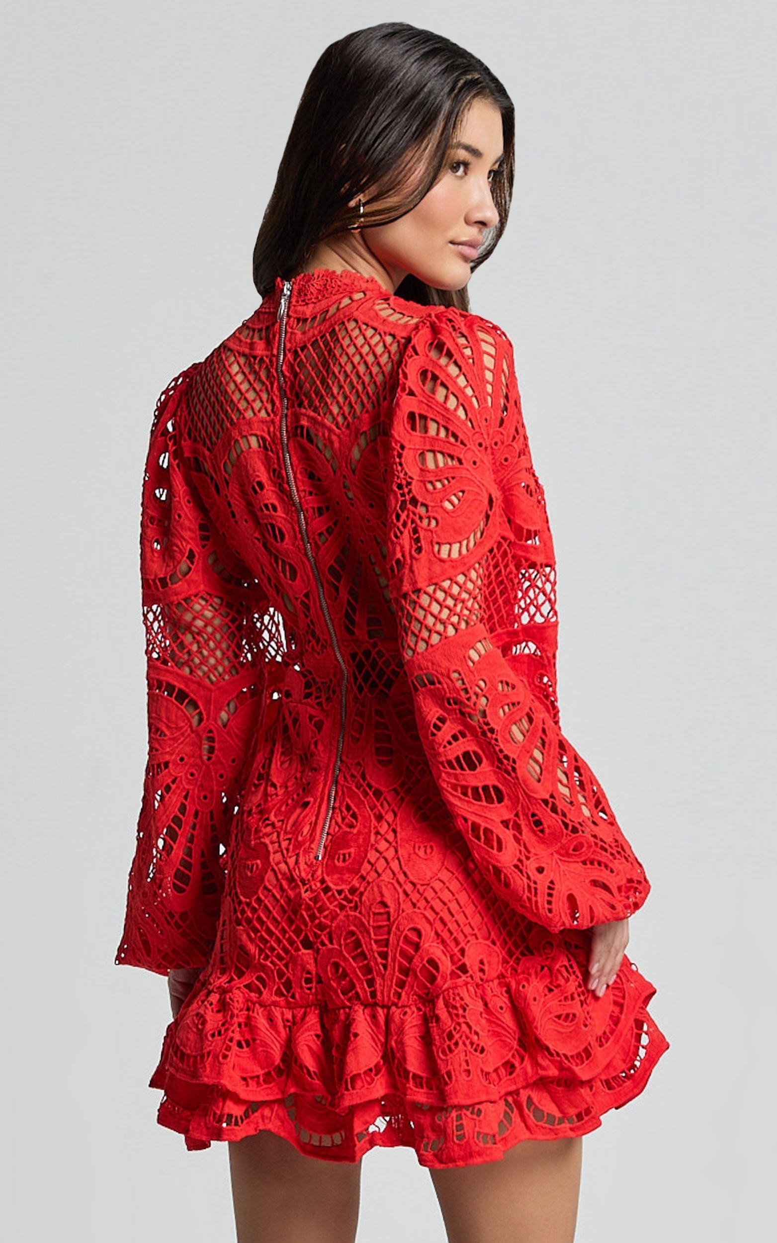 ProductZoomedImage_8_d5926267-0683-4ef1-85c3-9afe35d10897 LONG PUFF SLEEVE LACE MINI COCKTAIL DRESS