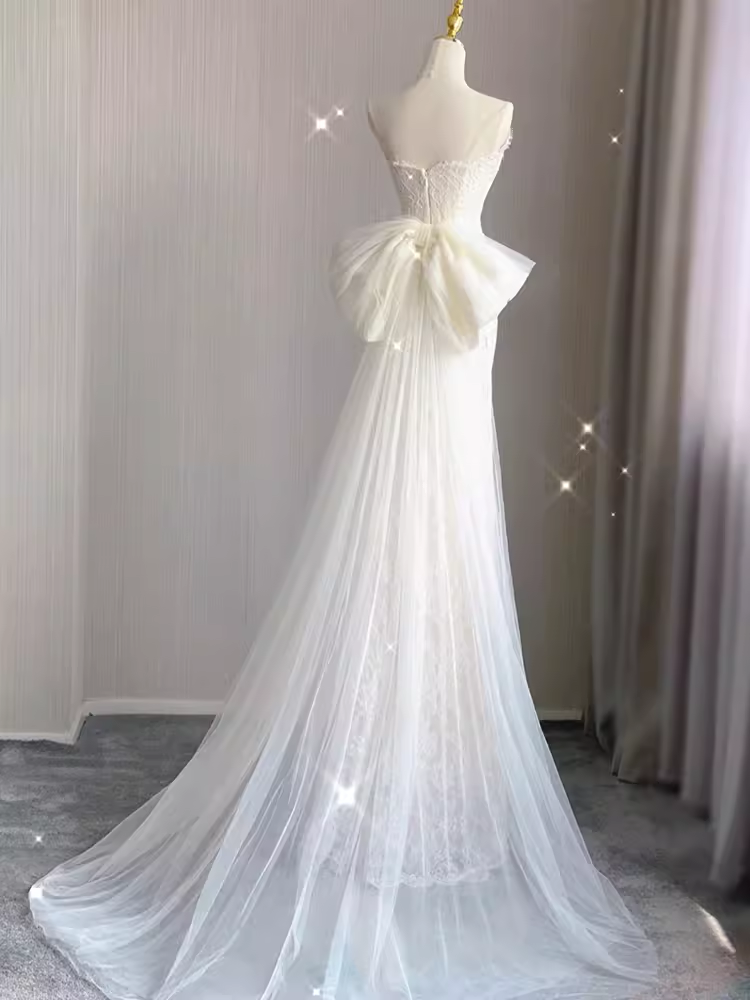 MERMAID WHITE MAXI DRESS, FORMAL WEDDING GOWN