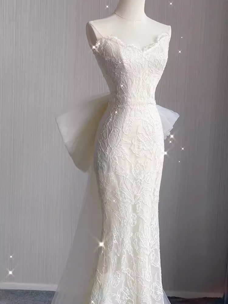MERMAID WHITE MAXI DRESS, FORMAL WEDDING GOWN