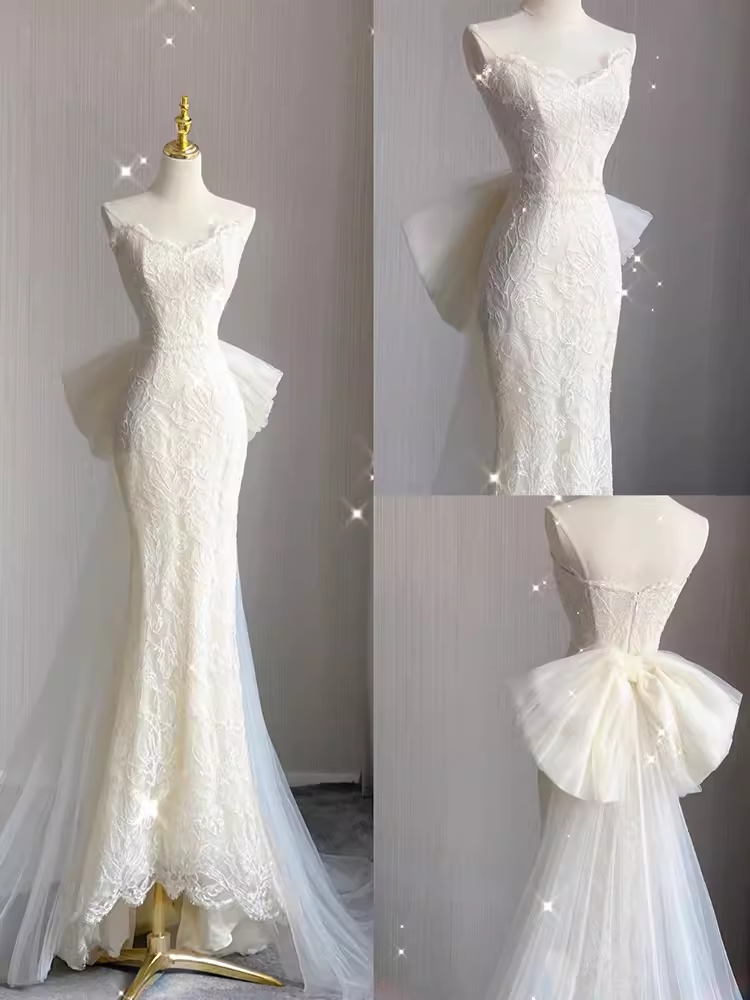 MERMAID WHITE MAXI DRESS, FORMAL WEDDING GOWN