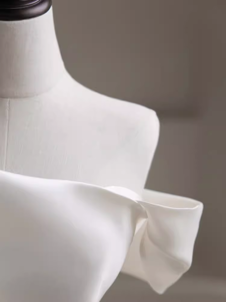 WHITE SATIN MERMAID OFF SHOULDER WEDDING DRESS