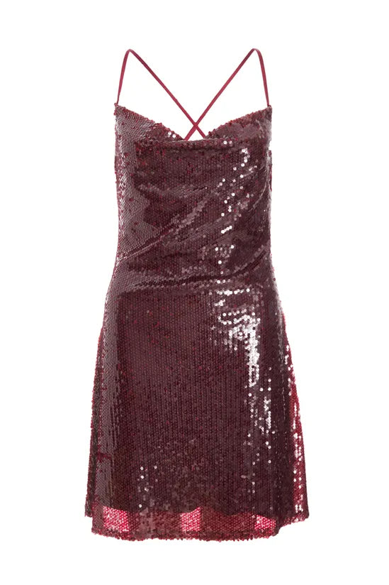 WINE SEQUIN MINI DRESS FOR PARTY NIGHT