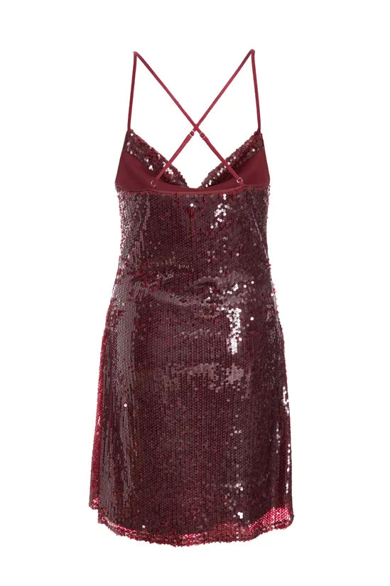 WINE SEQUIN MINI DRESS FOR PARTY NIGHT