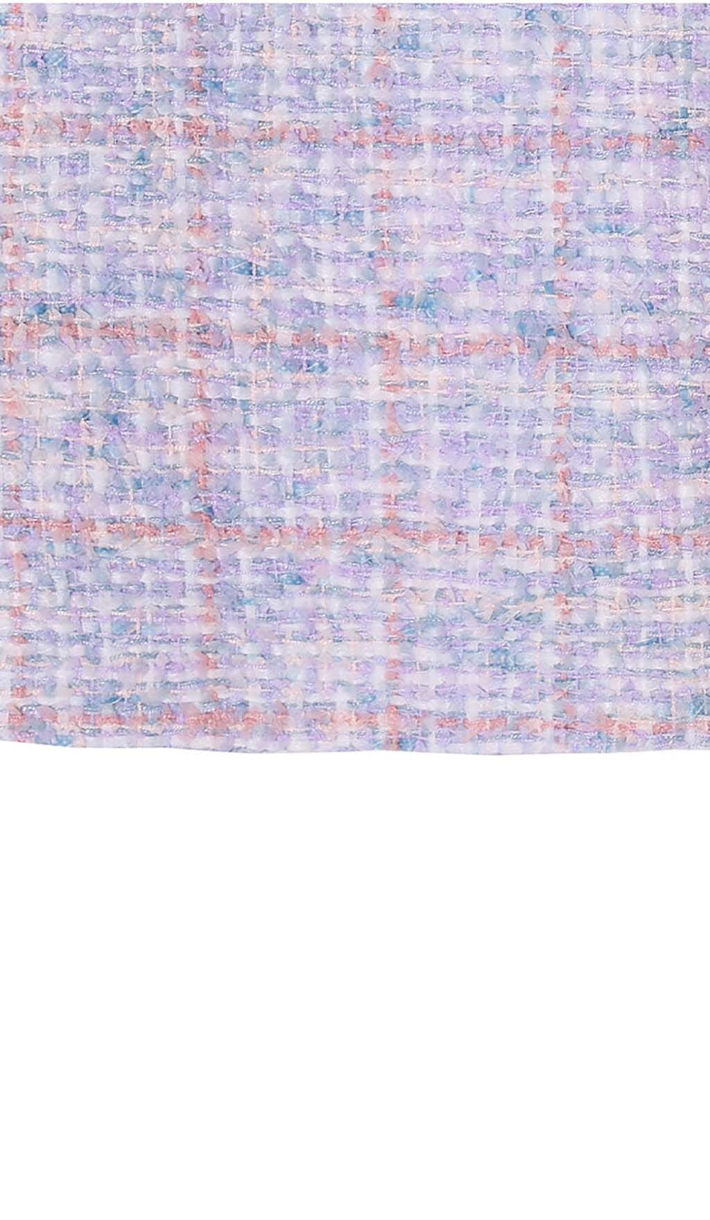 BOWTIE TWEED MINI DRESS, LAVENDER COCKTAIL PARTY