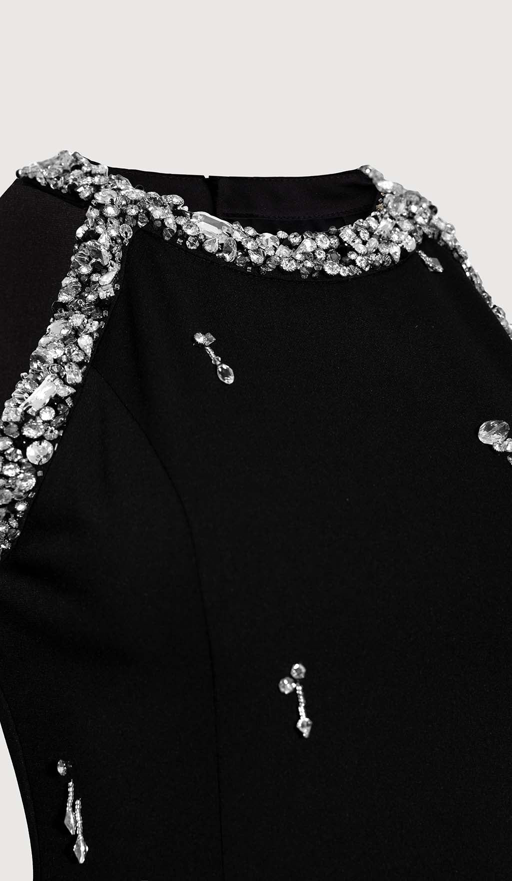 RHINESTONE BLACK SUNDRESS FOR EVENTS