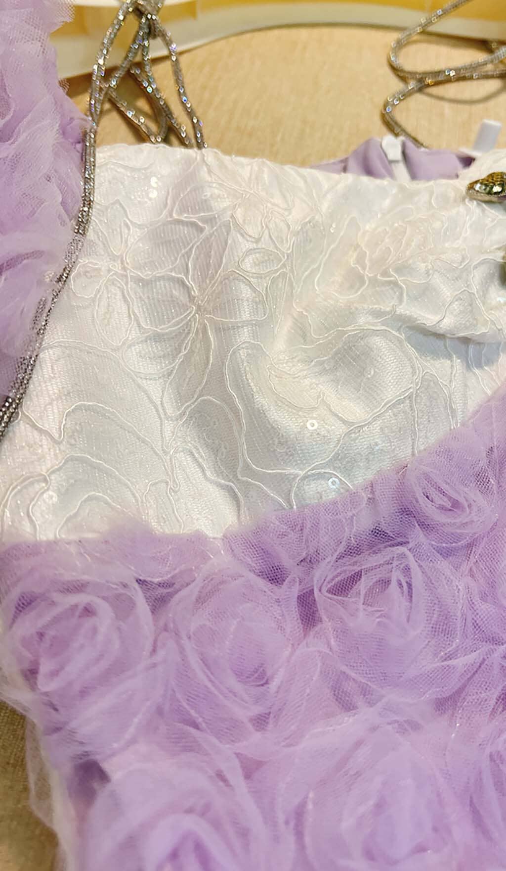 LILAC ROSE EMBELLISHED MINI DRESS FOR COCKTAIL PARTY