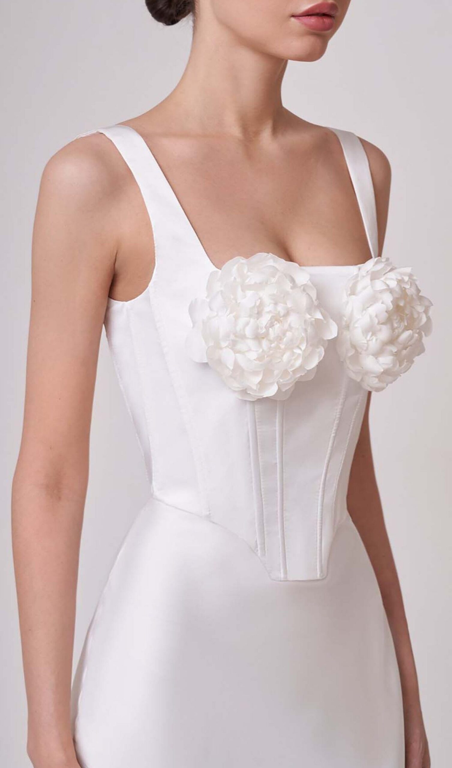 SATIN ROSETTE CORSET TWO-PIECE SET