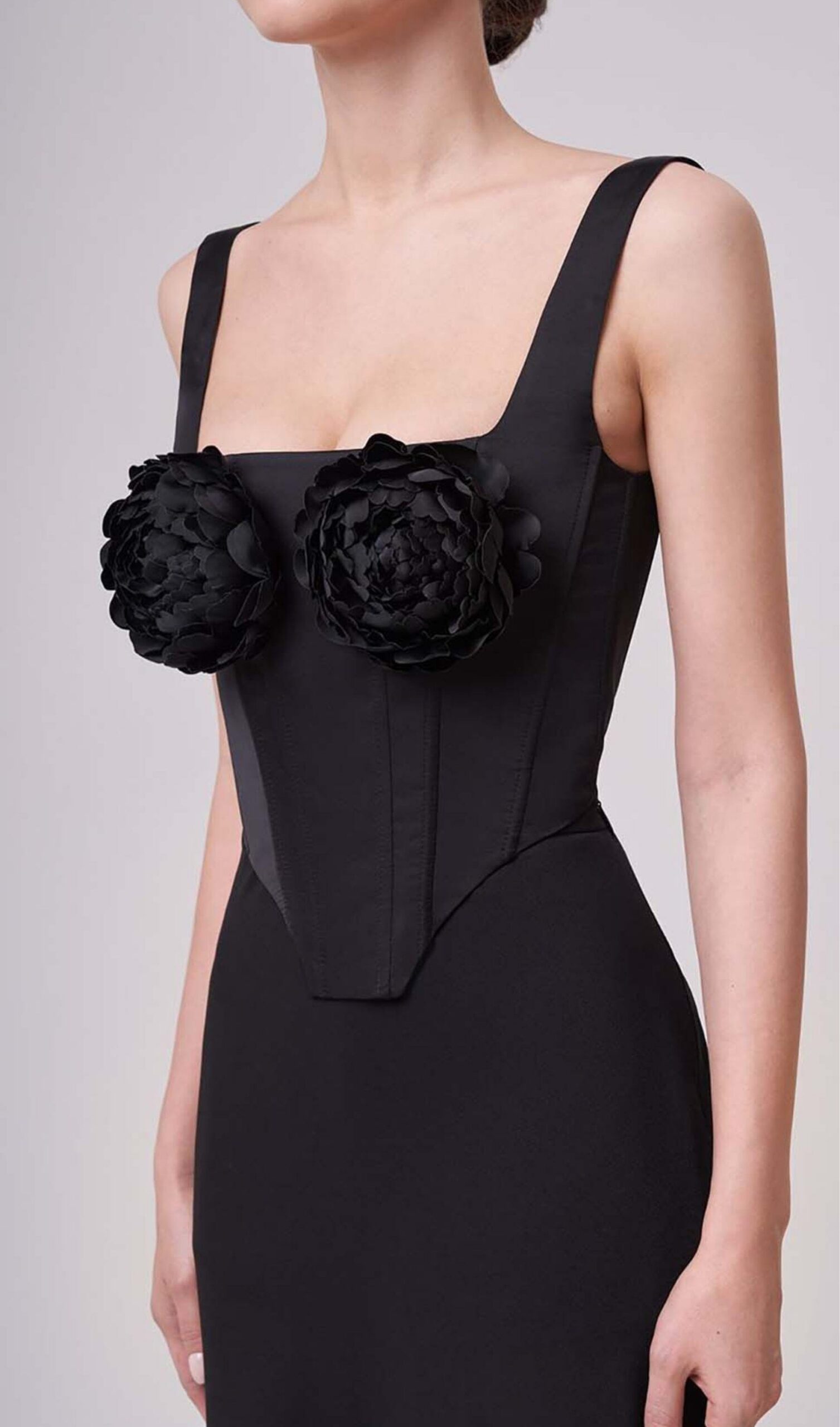 SATIN ROSETTE CORSET TWO-PIECE SET