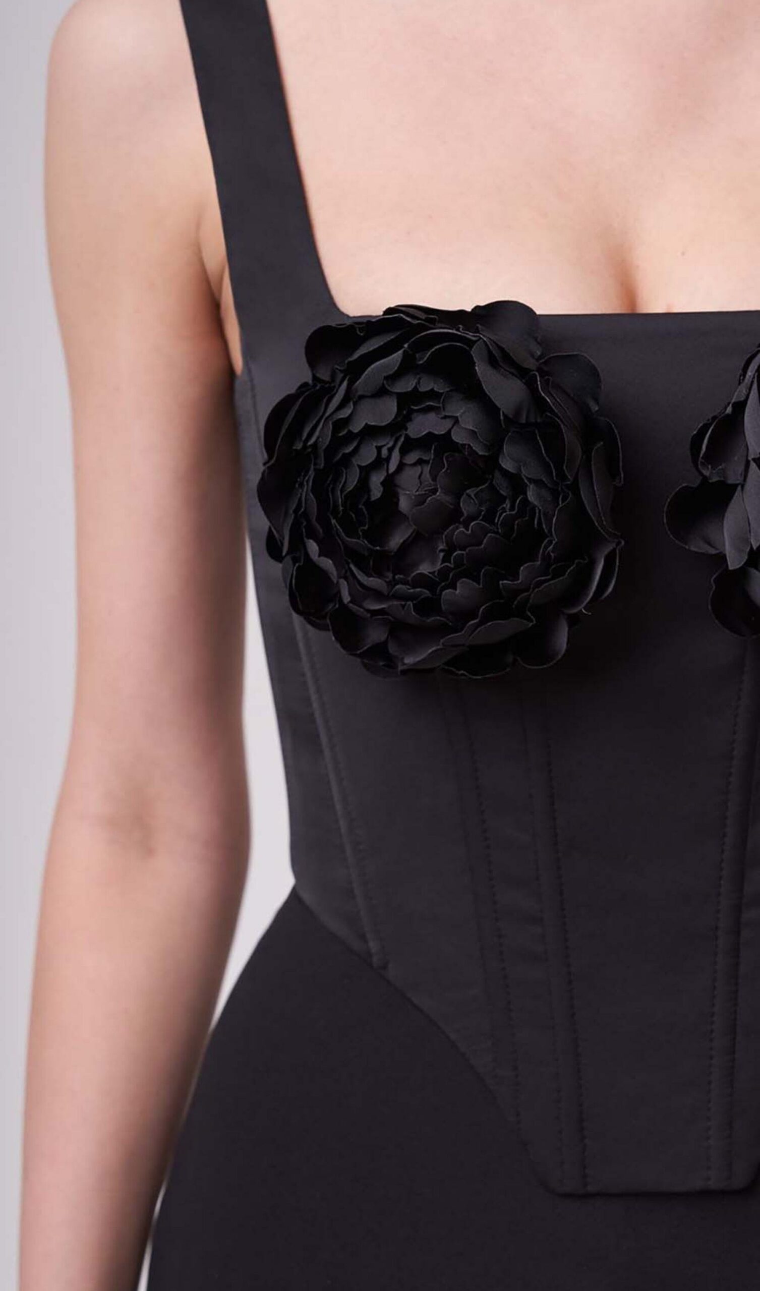 SATIN ROSETTE CORSET TWO-PIECE SET