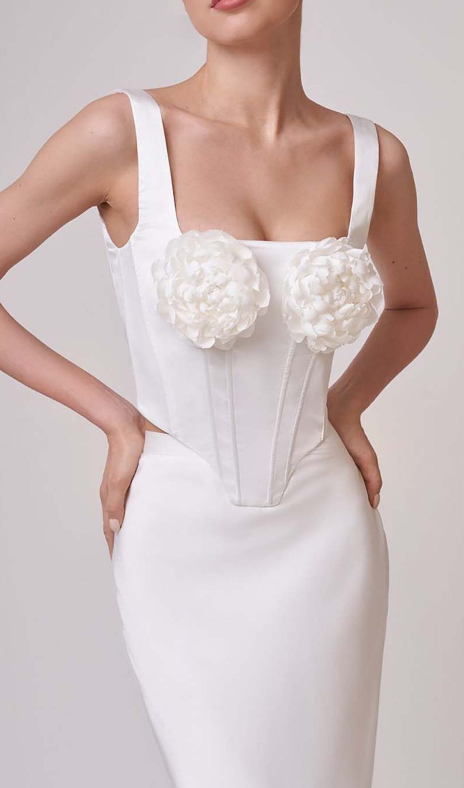 SATIN ROSETTE CORSET TWO-PIECE SET