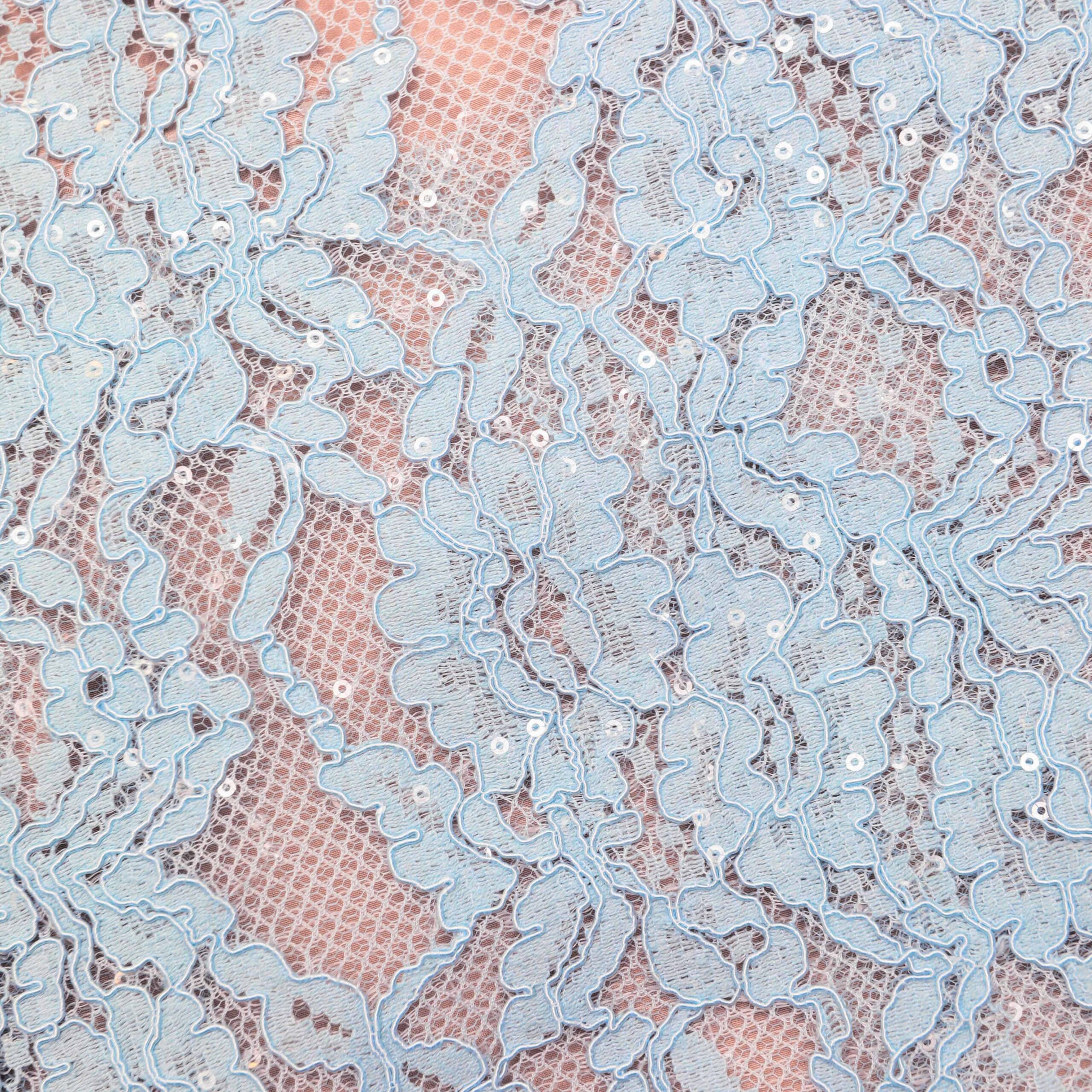 CAROL LACE FLARED MIDI SKIRT BLUE