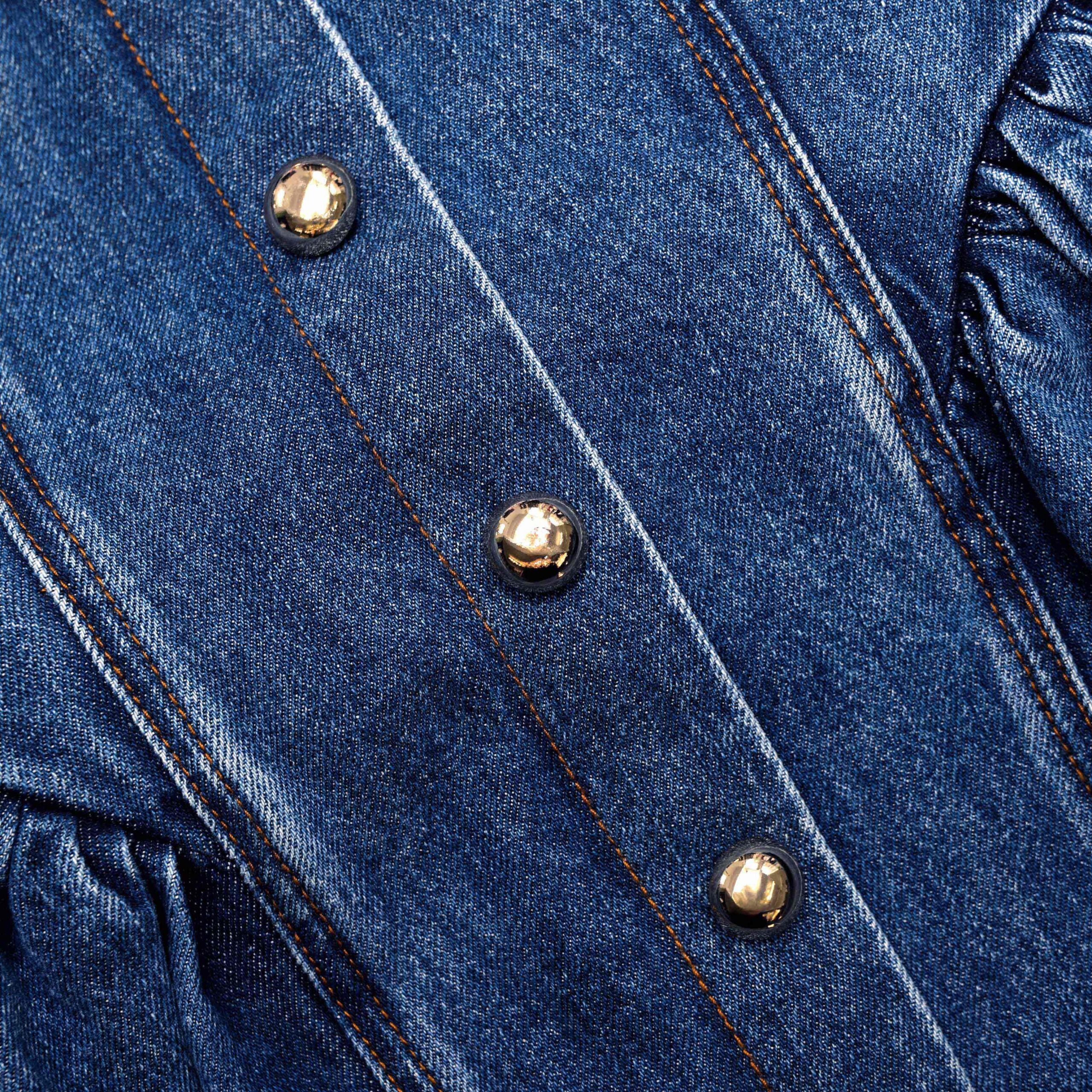FLARED DENIM MINI DRESS BLUE COCKTAIL