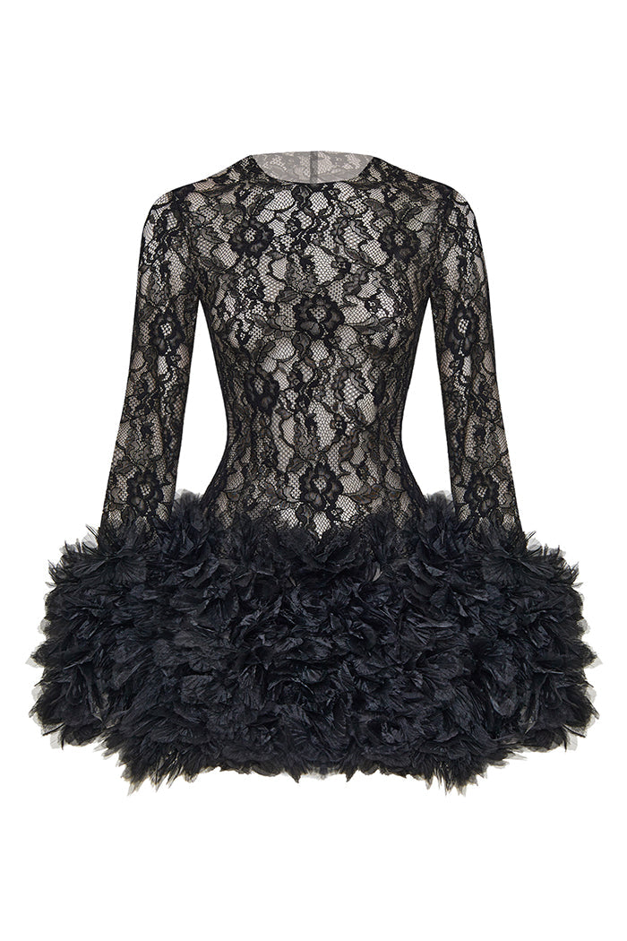 MINI LACE FLORAL DRESS FOR COCKTAIL PARTY