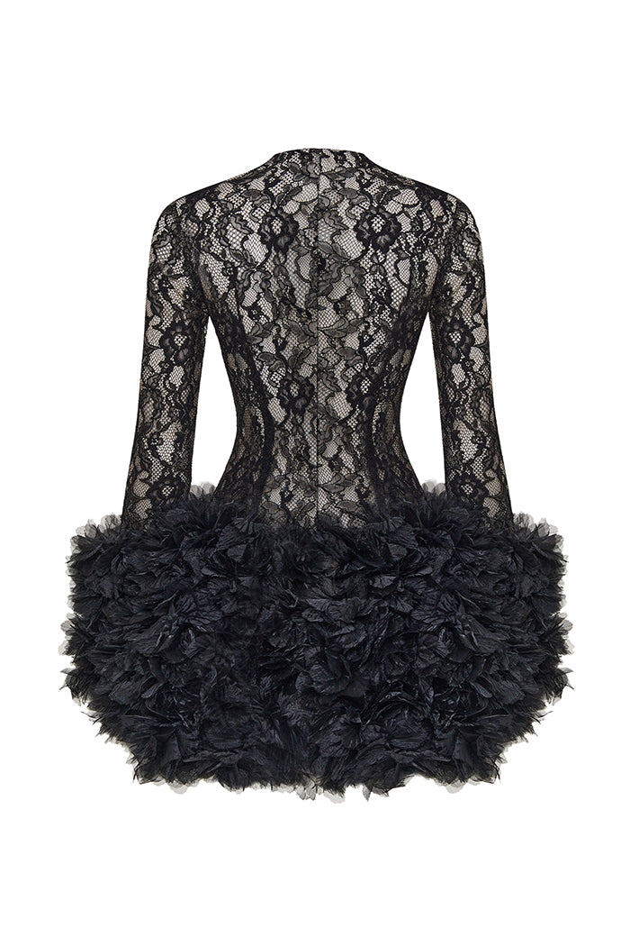 MINI LACE FLORAL DRESS FOR COCKTAIL PARTY