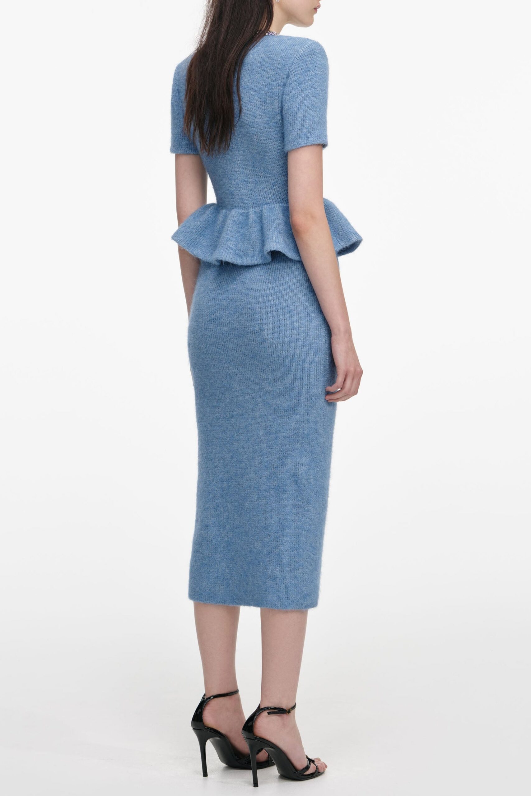 KIMBERLY RHINESTONE PEPLUM MIDI DRESS, BLUE EVENING