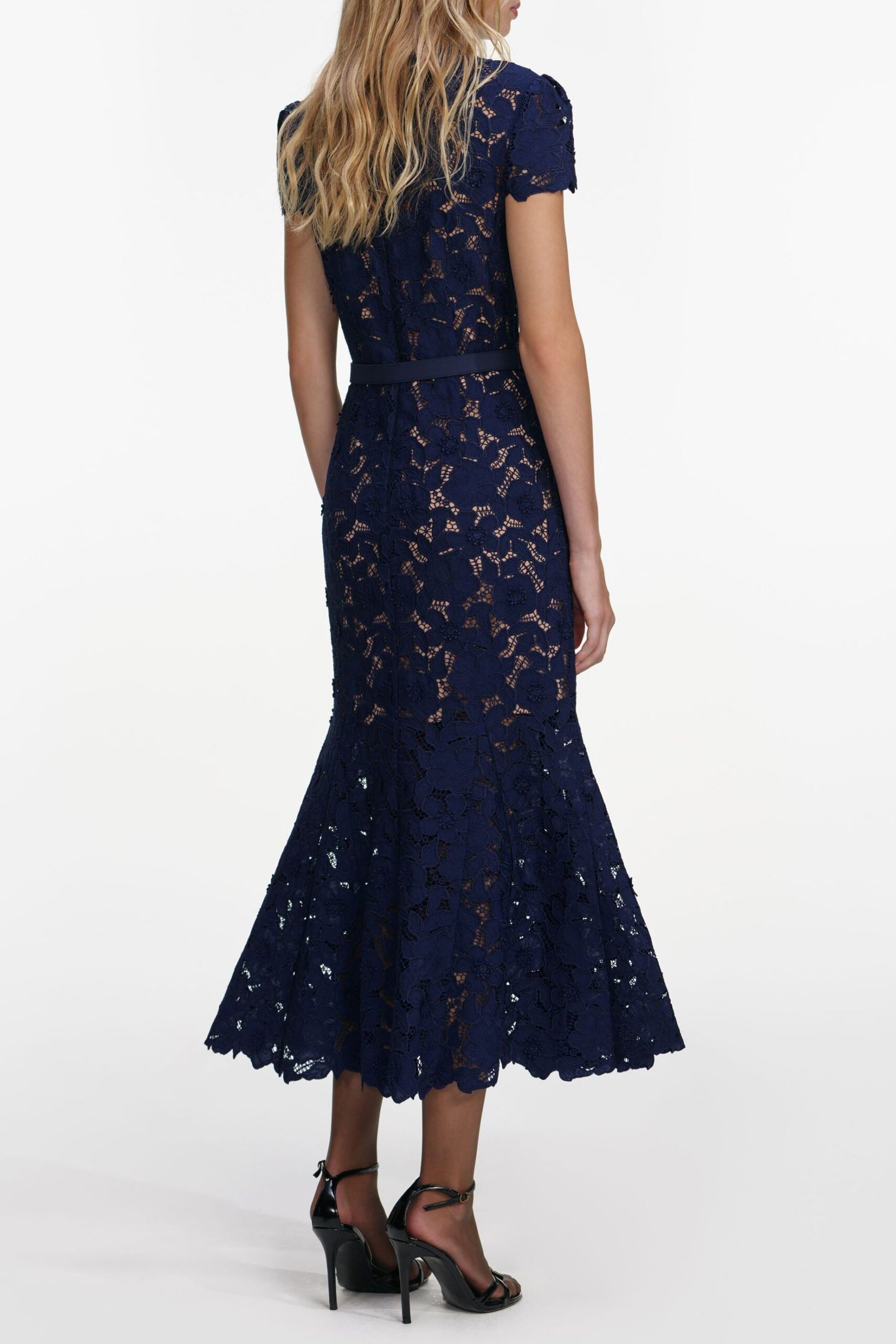 ZENOBIA NAVY LACE MIDI DRESS FOR EVENTS