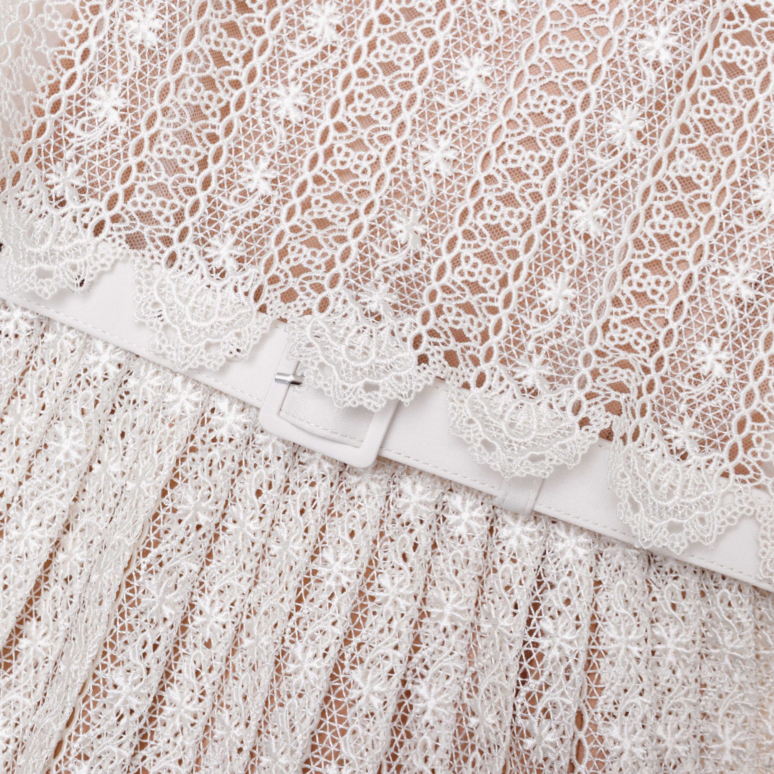 ODELETTE CREAM LACE MINI DRESS FOR WEDDING GUEST