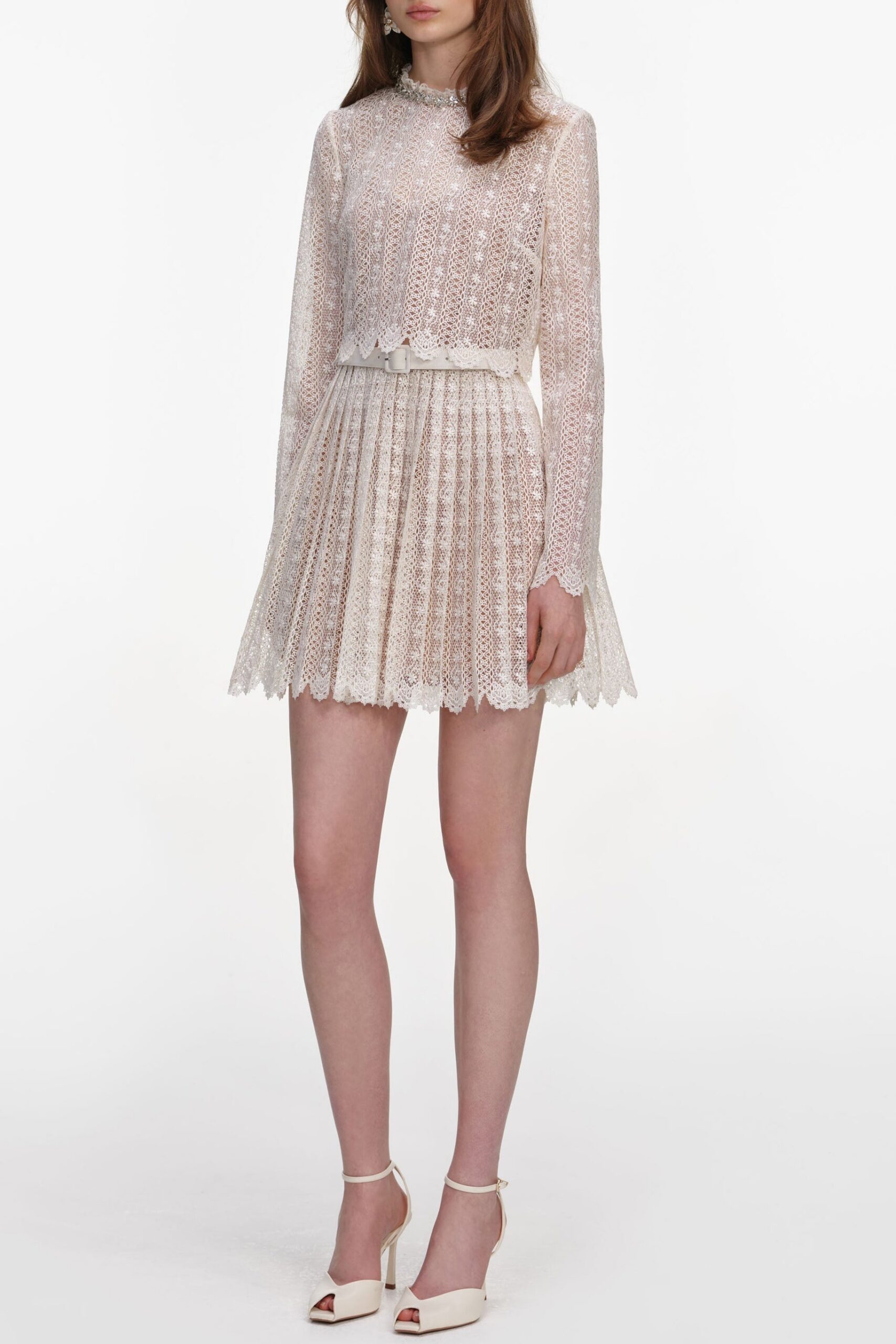 ODELETTE CREAM LACE MINI DRESS FOR WEDDING GUEST