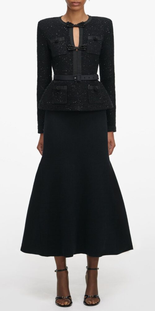 molly Black Sequin Knit Tailored Midi Dress molly Black Sequin Knit Tailored Midi Dress