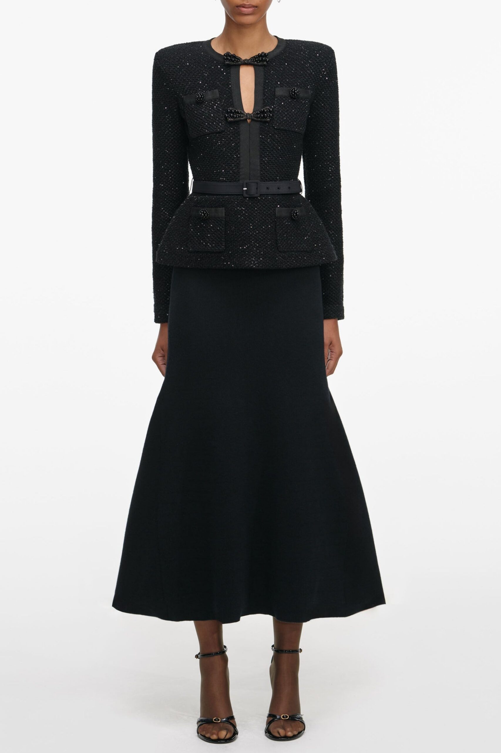 RS26-210M-B_1 MOLLY BLACK SEQUIN KNIT MIDI DRESS COCKTAIL