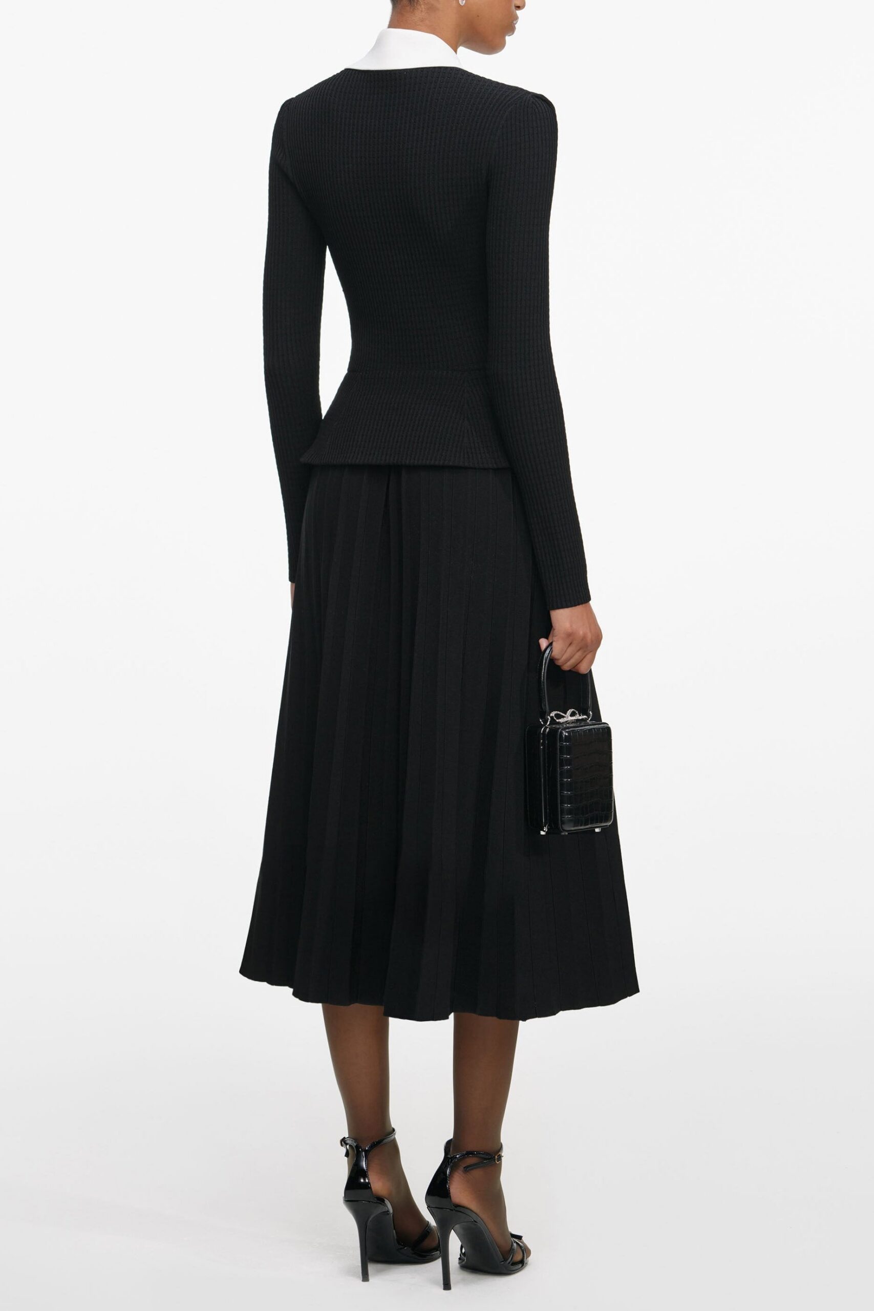 EVANGELINE BLACK TAILORED MIDI DRESS