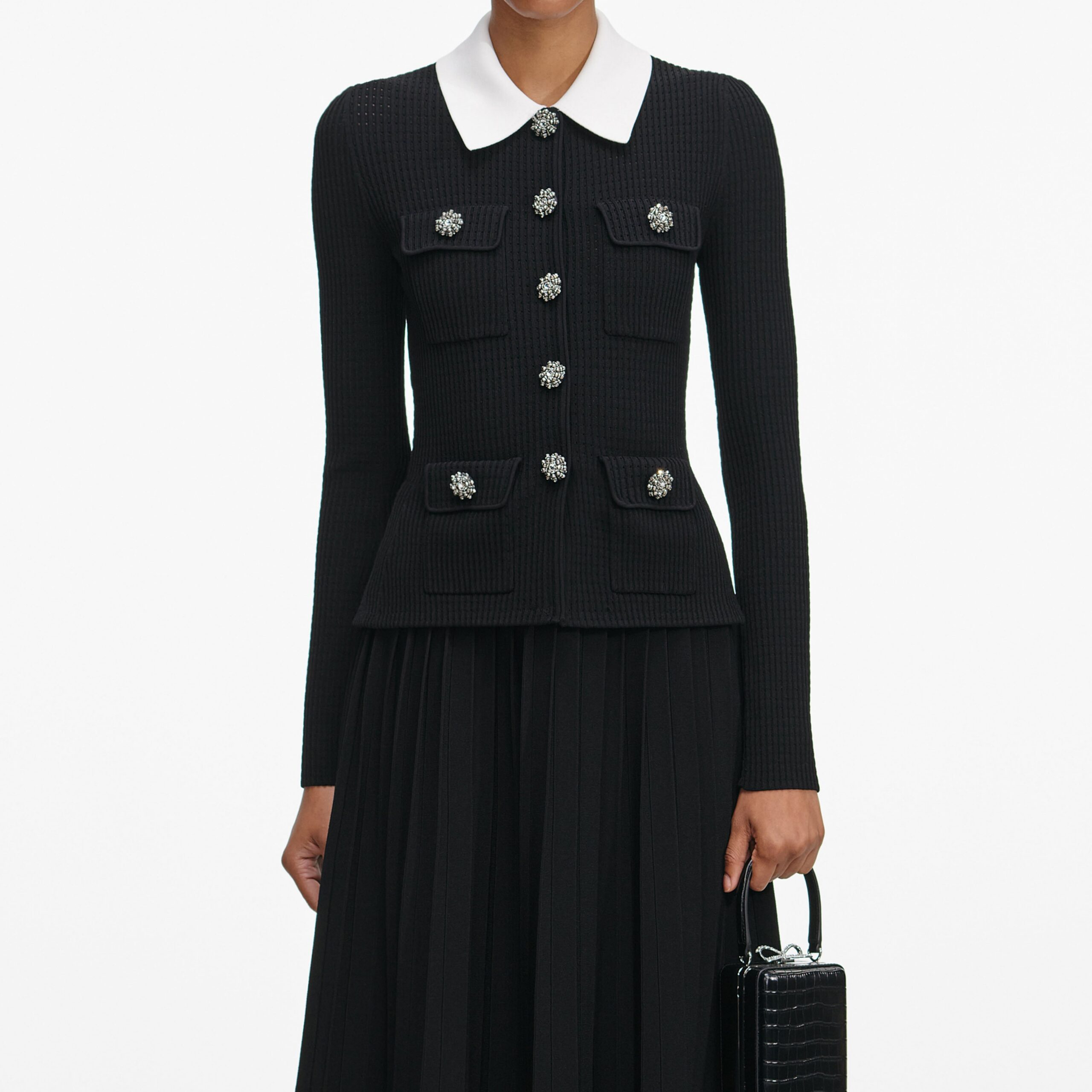 EVANGELINE BLACK TAILORED MIDI DRESS
