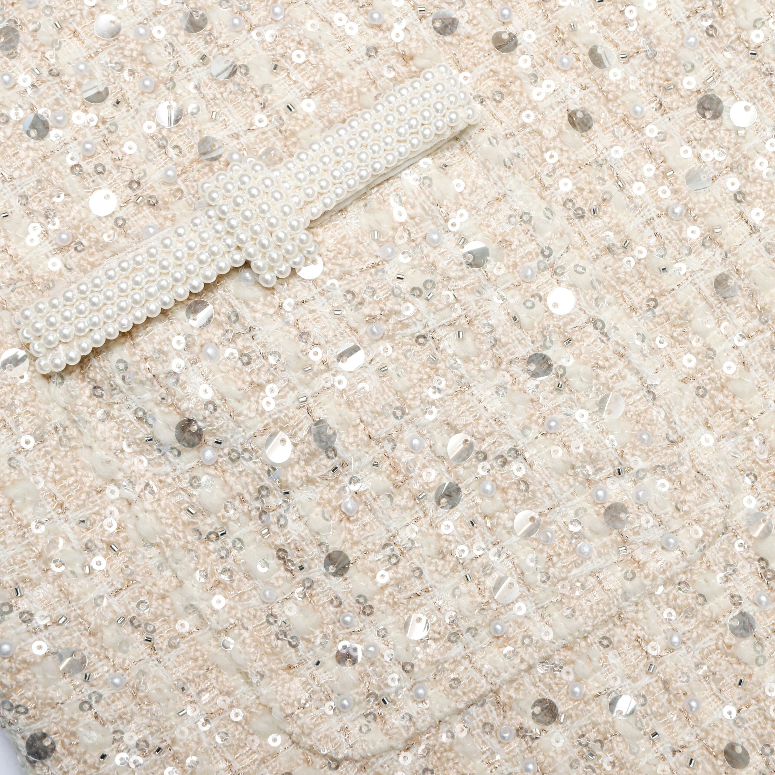 LILLIAN CREAM EMBELLISHED BOUCLE MINI DRESS